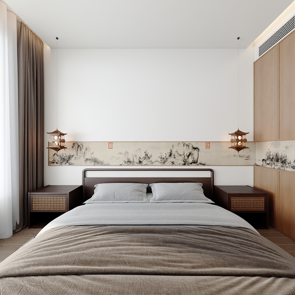 茶韵风轻-中式极简大平层装修效果图