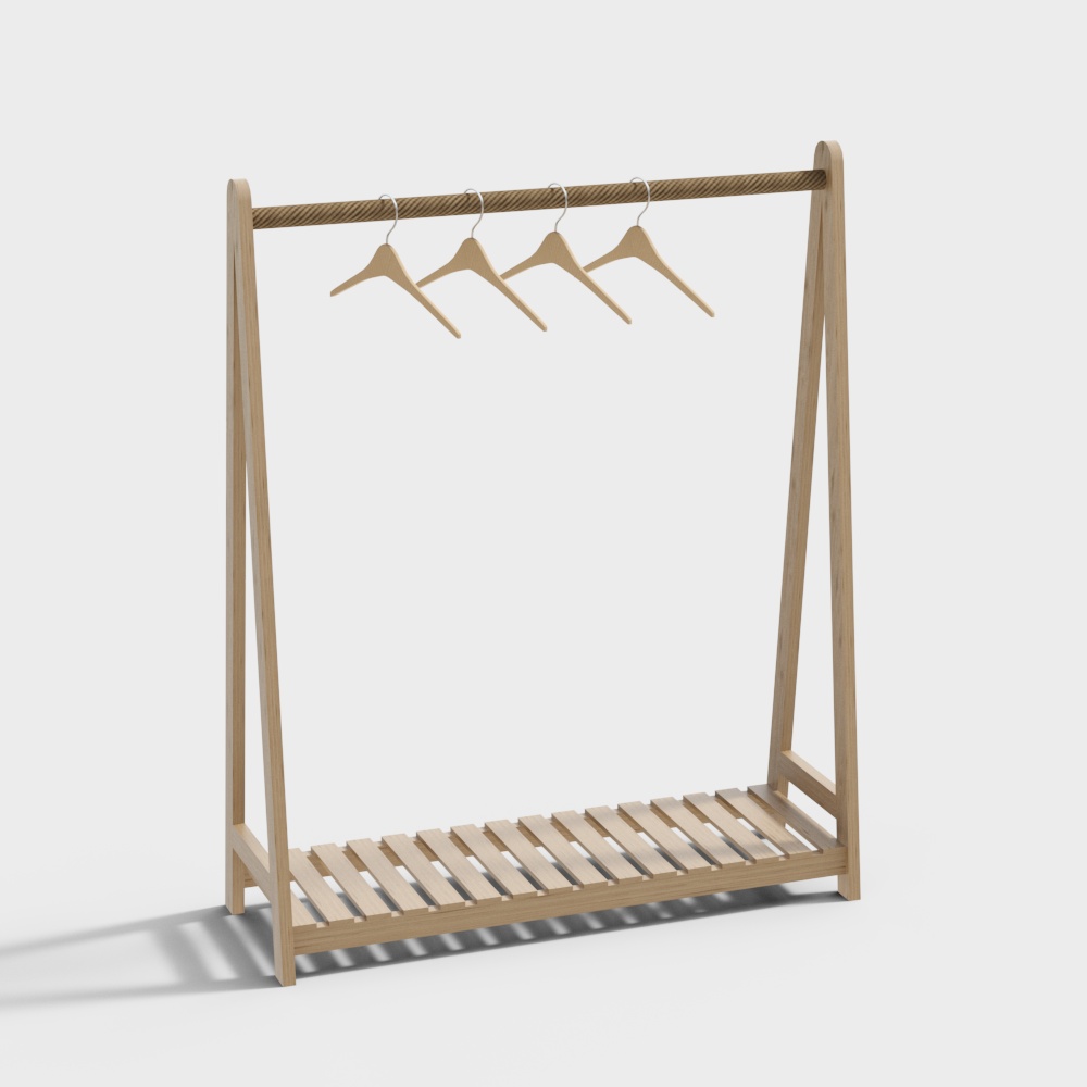 原木衣架3D模型