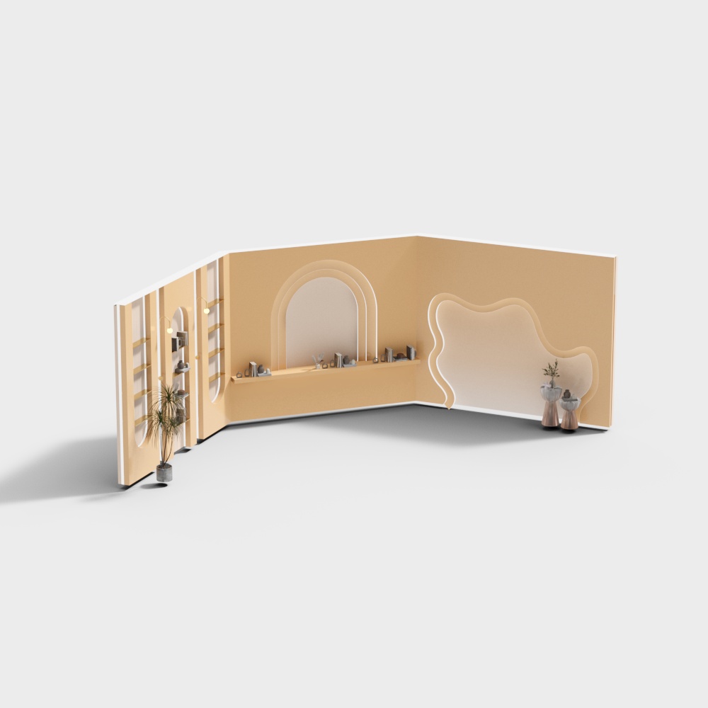 现代直播间背景3D模型