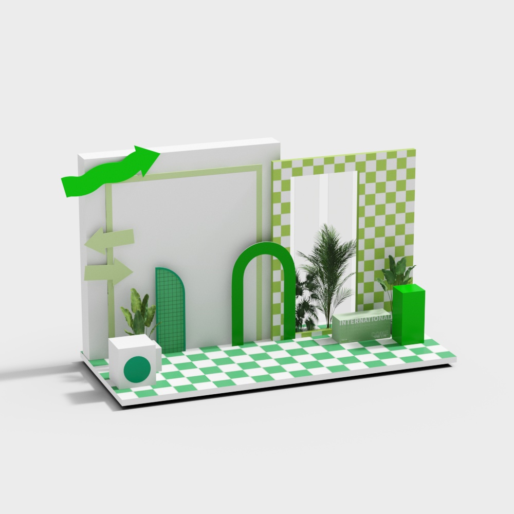 春日绿植背景3D模型