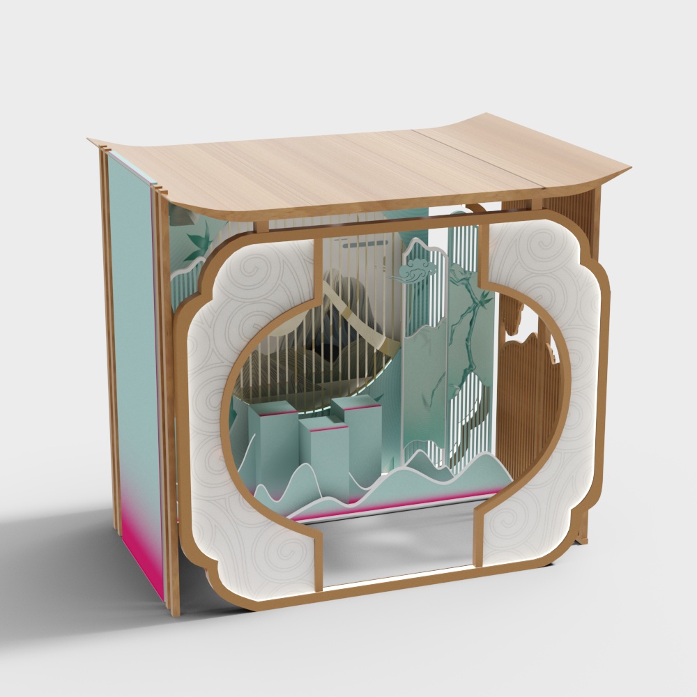 新中式直播间3D模型