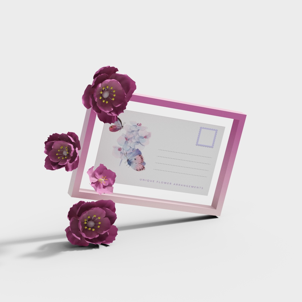 粉色相框美陈3D模型