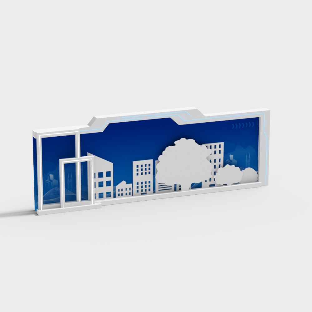 现代科技展板3D模型