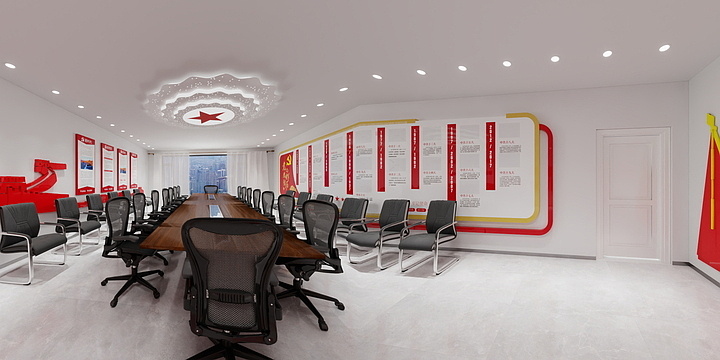 精信广告装饰-张家口党建会议室-装修设计方案