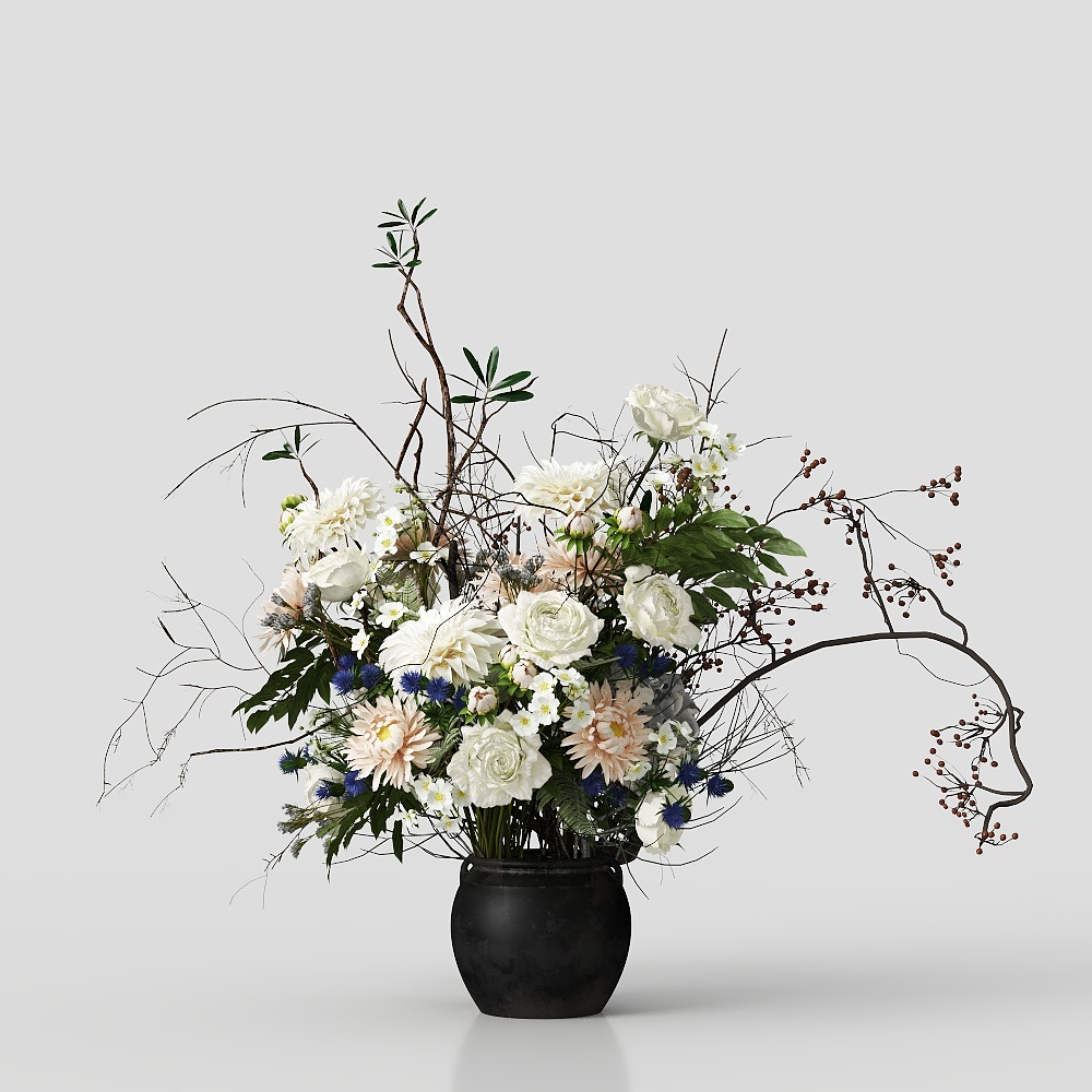 现代花瓶花艺3D模型