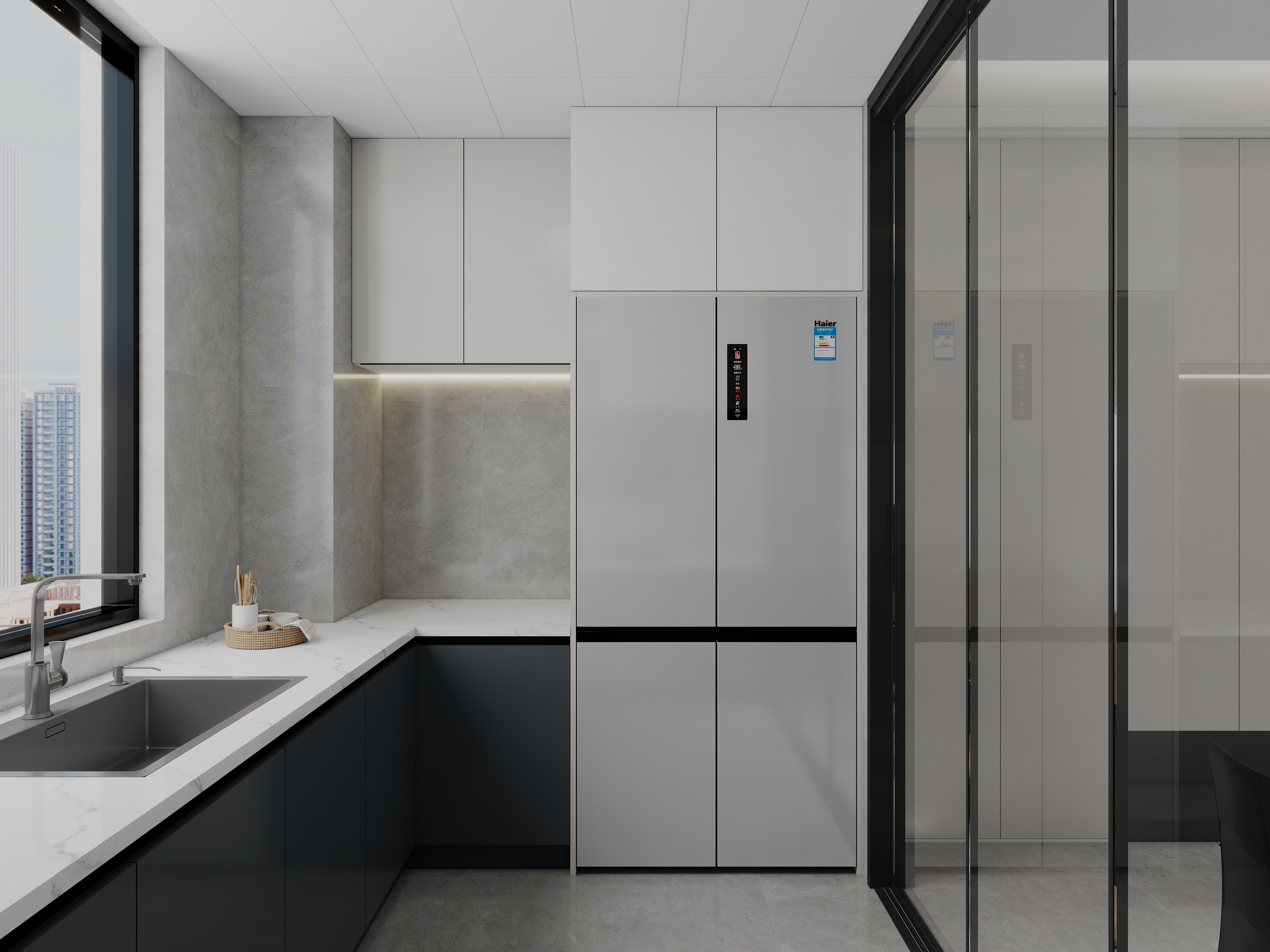 艺雅丽-116平极简黑白灰 装修效果图