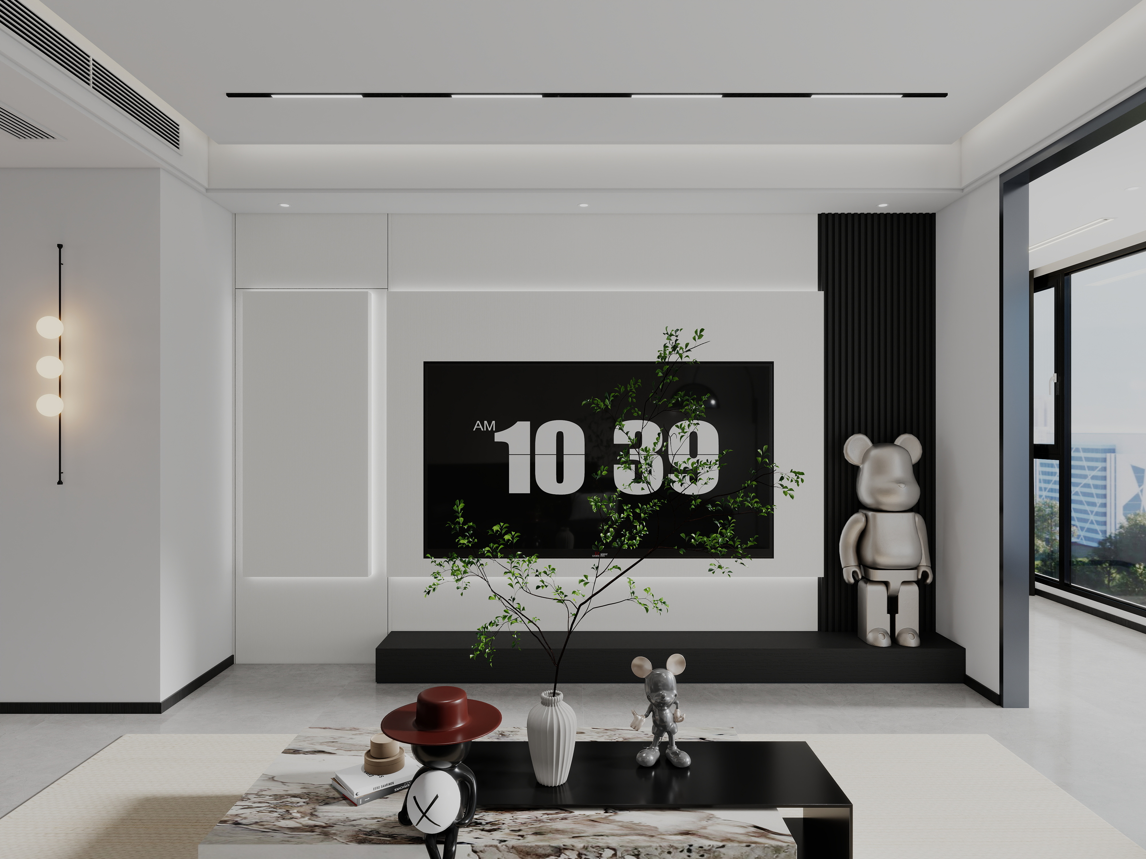 艺雅丽-116平极简黑白灰 装修效果图