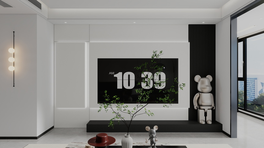 艺雅丽-116平极简黑白灰装修效果图