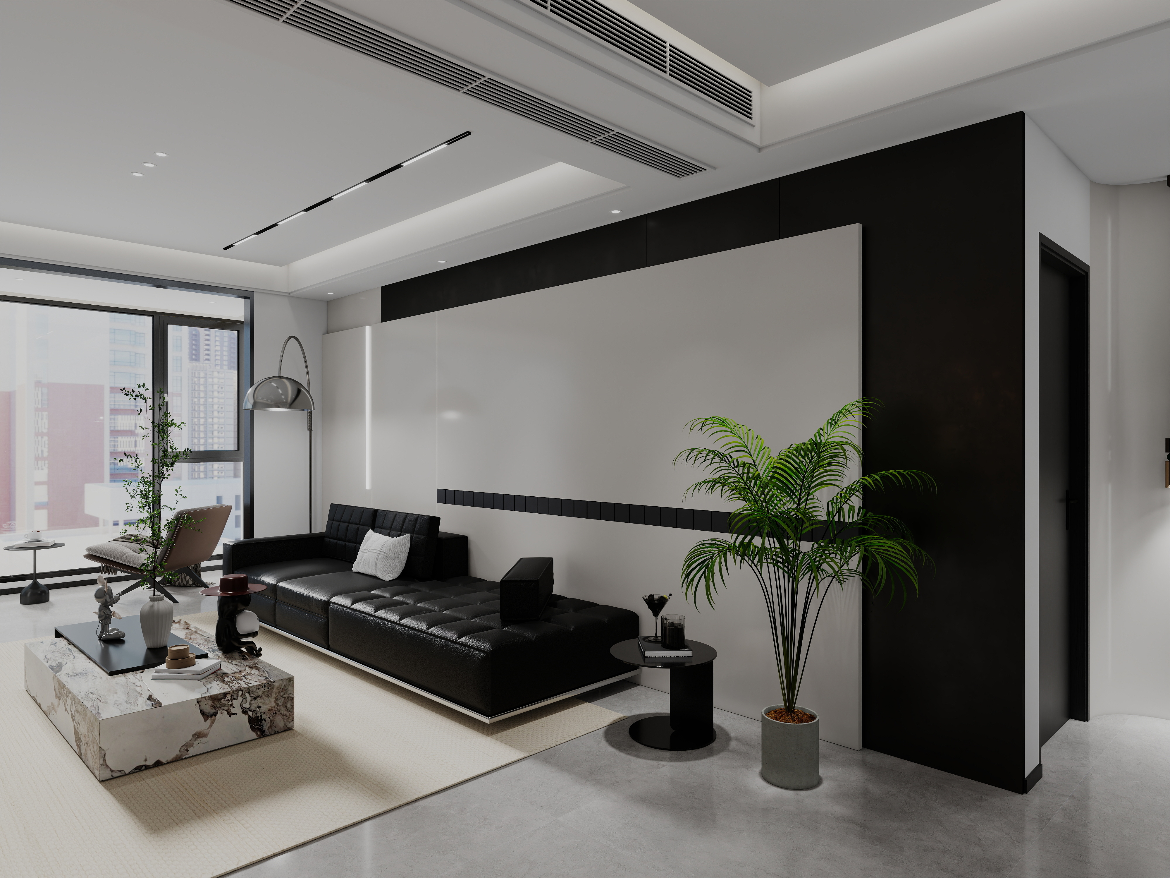 艺雅丽-116平极简黑白灰 装修效果图