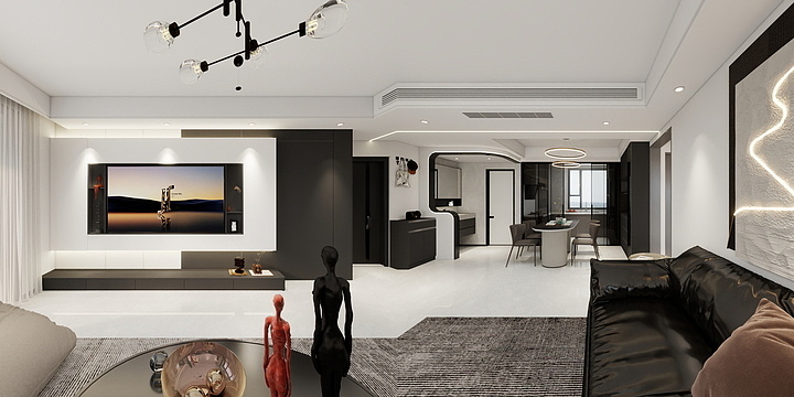 吴俊利-北辰院117平米黑白灰风格-装修设计方案