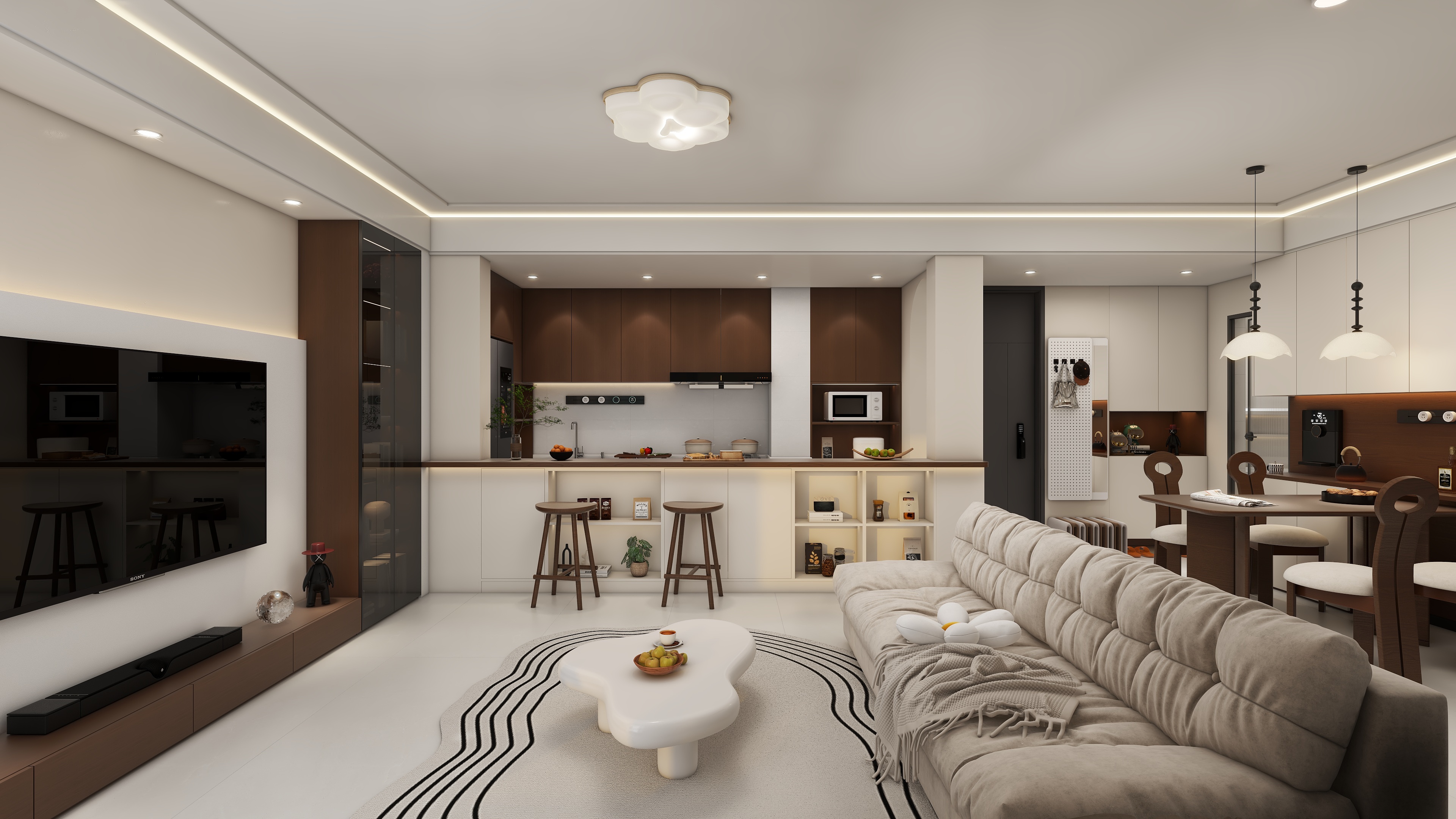 设计师同乐-105㎡2室奶油中古风-装修设计方案