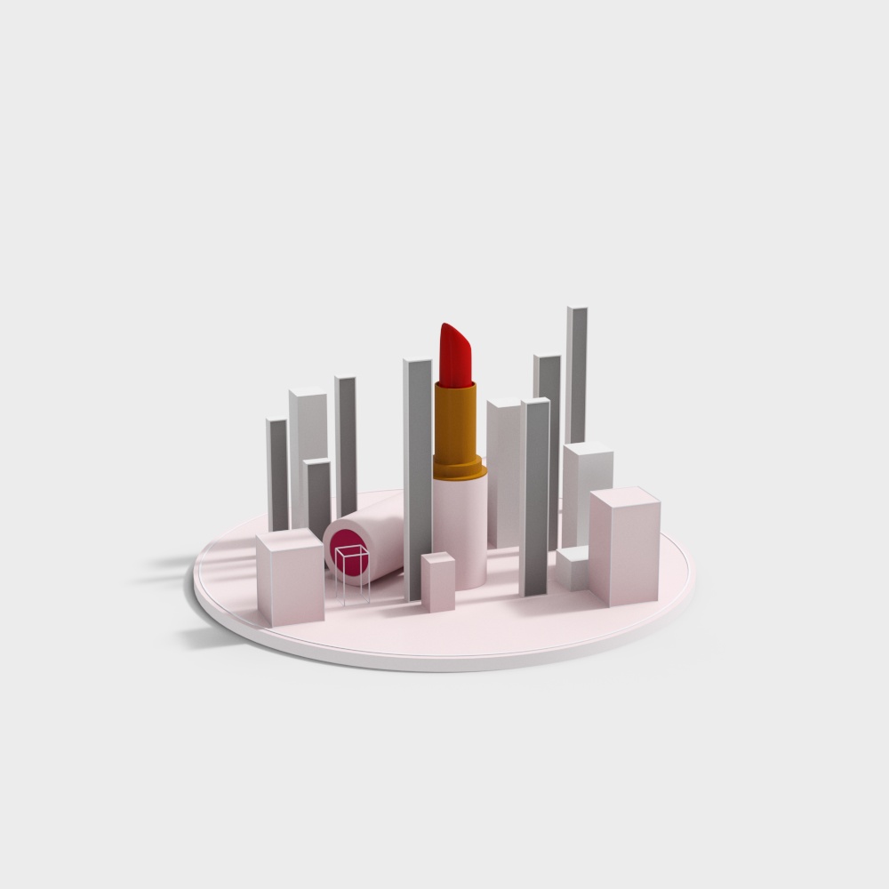 口红美陈展柜3D模型