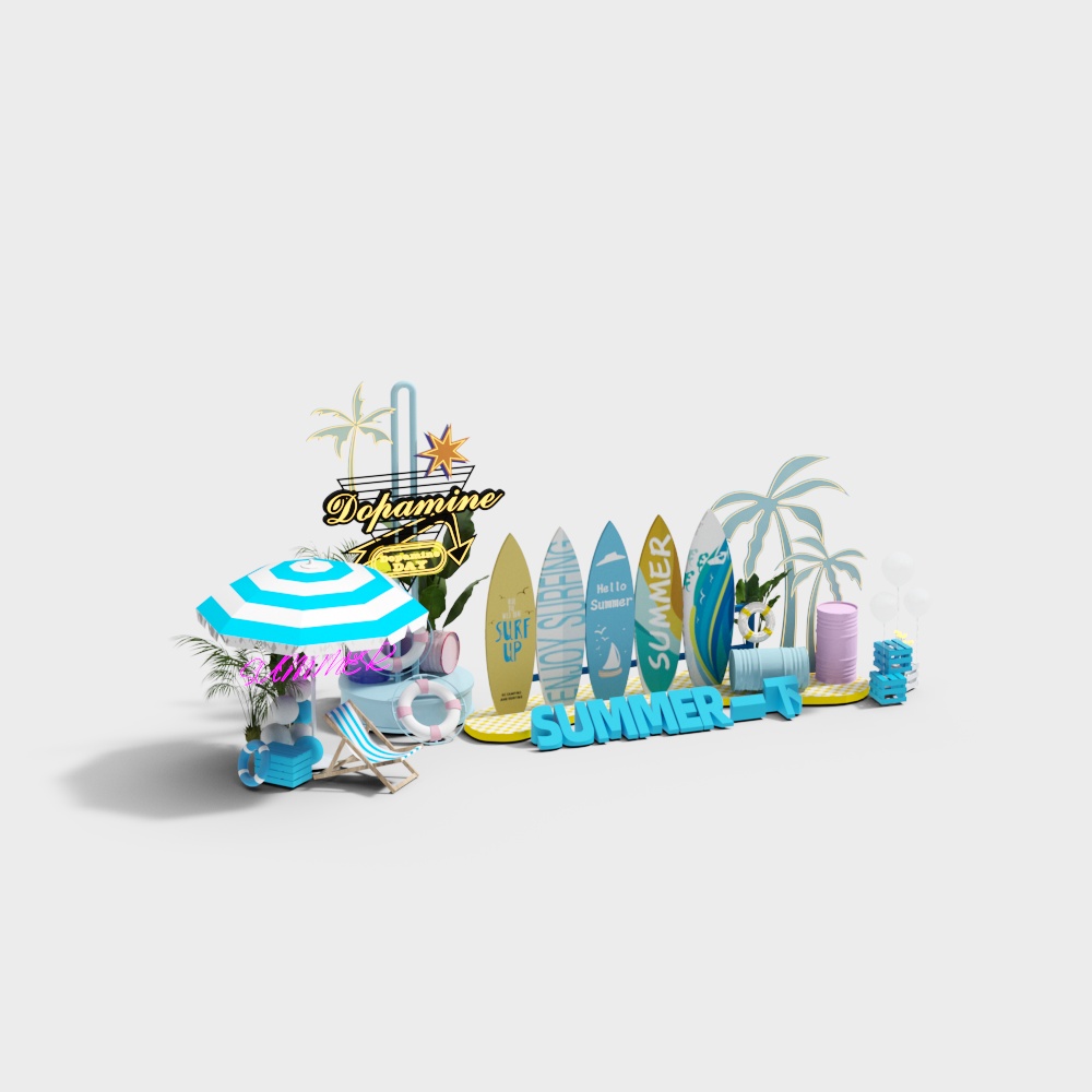 夏季合影打卡互动美陈3D模型