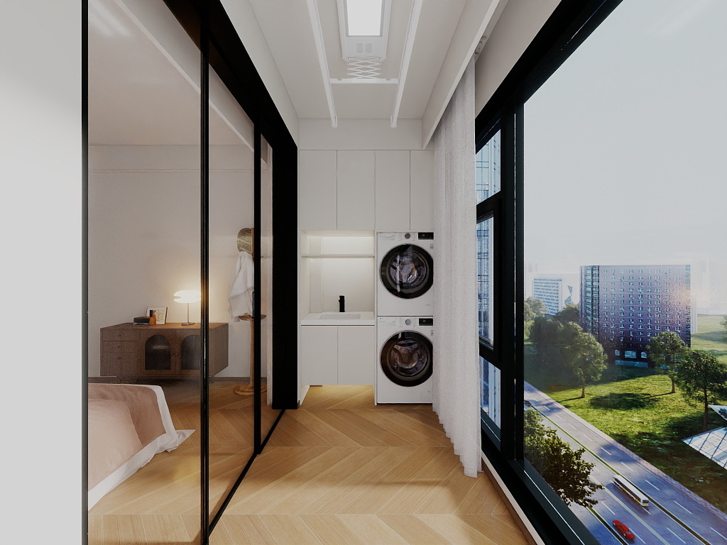 艺雅丽-112平中古简约风一层生活阳台装修效果图第3张