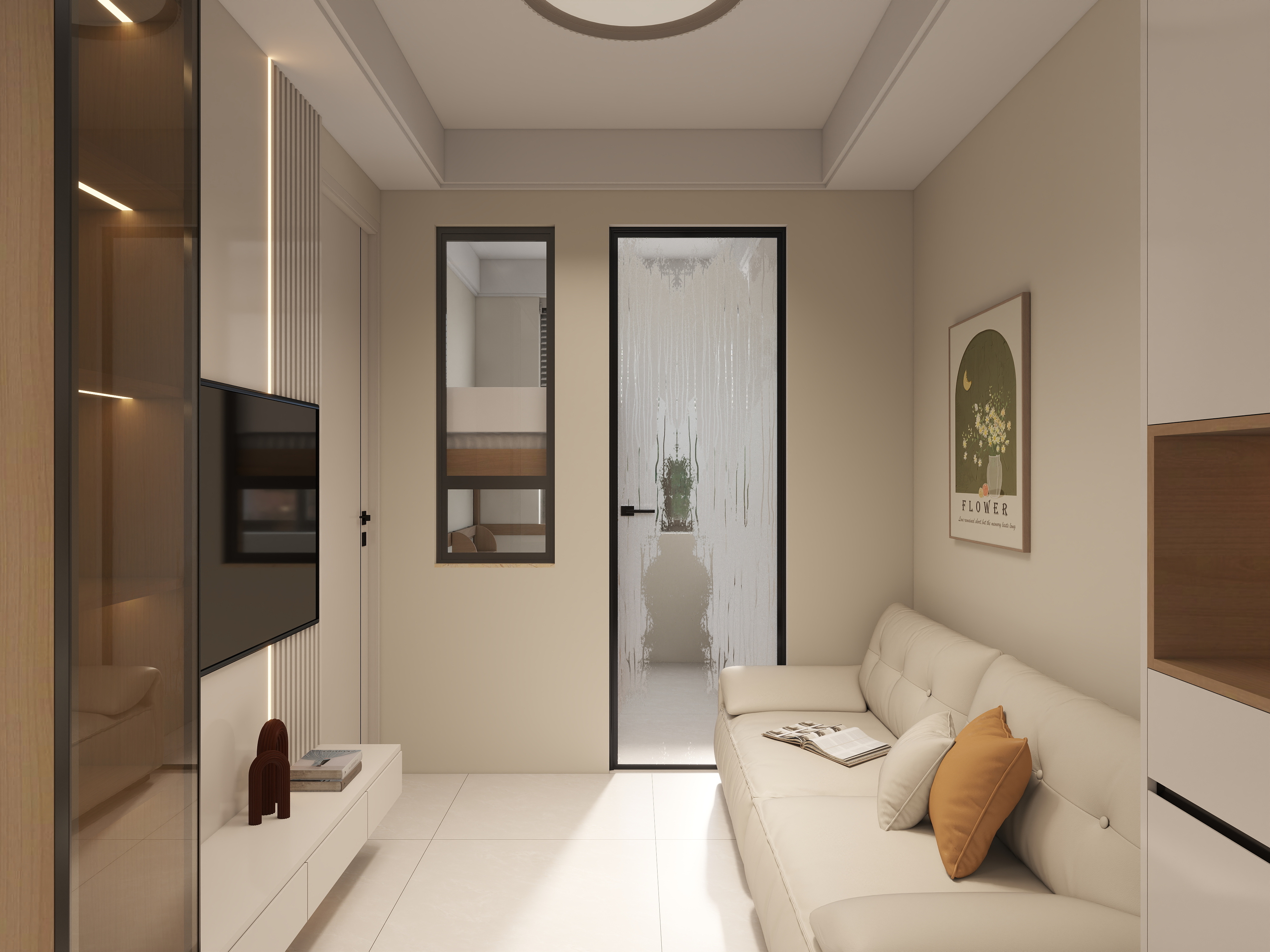 艺雅丽-32平小户型现代简约 一层客餐厅装修效果图第2张