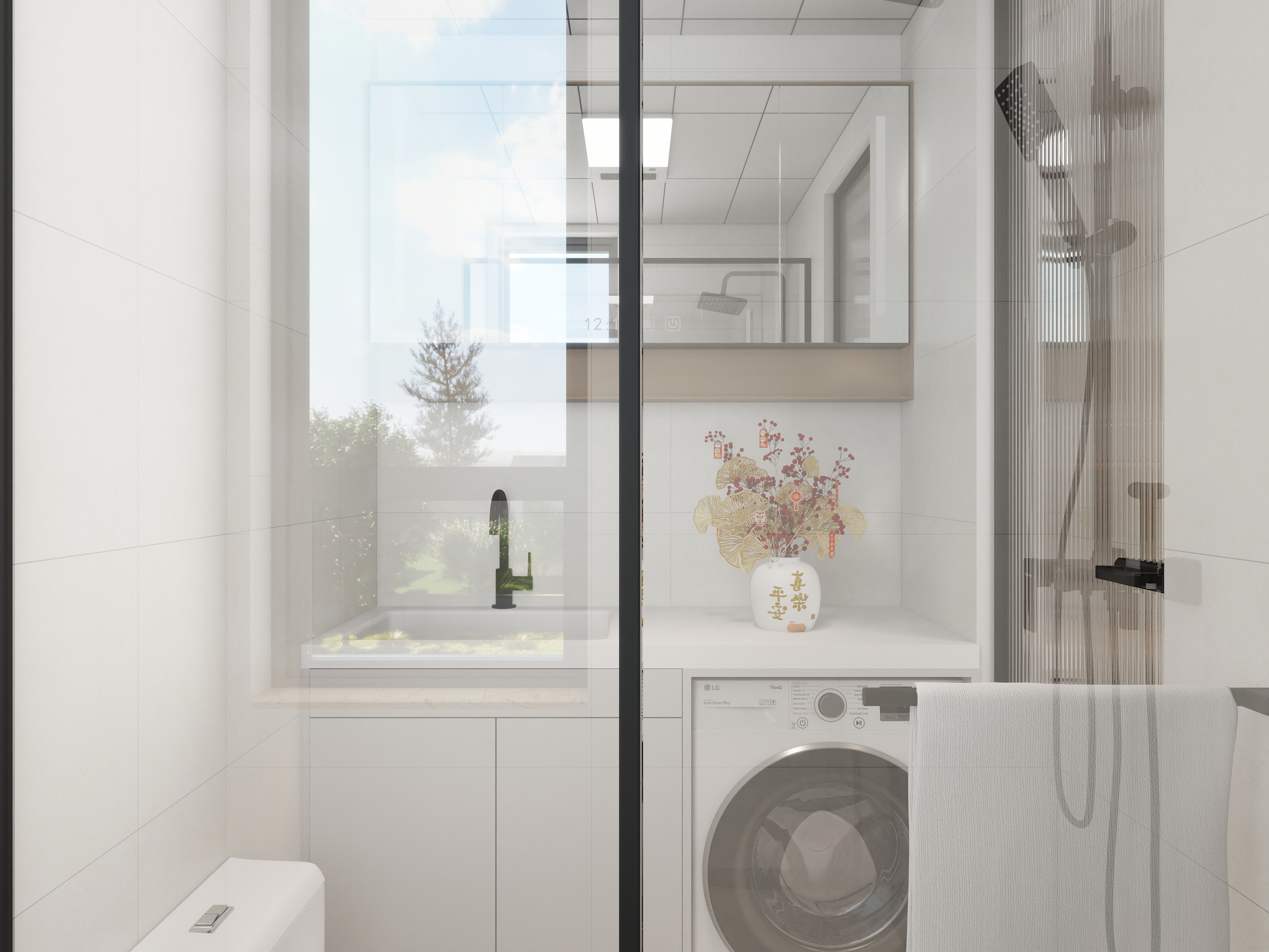 艺雅丽-32平小户型现代简约 一层卫生间装修效果图第2张