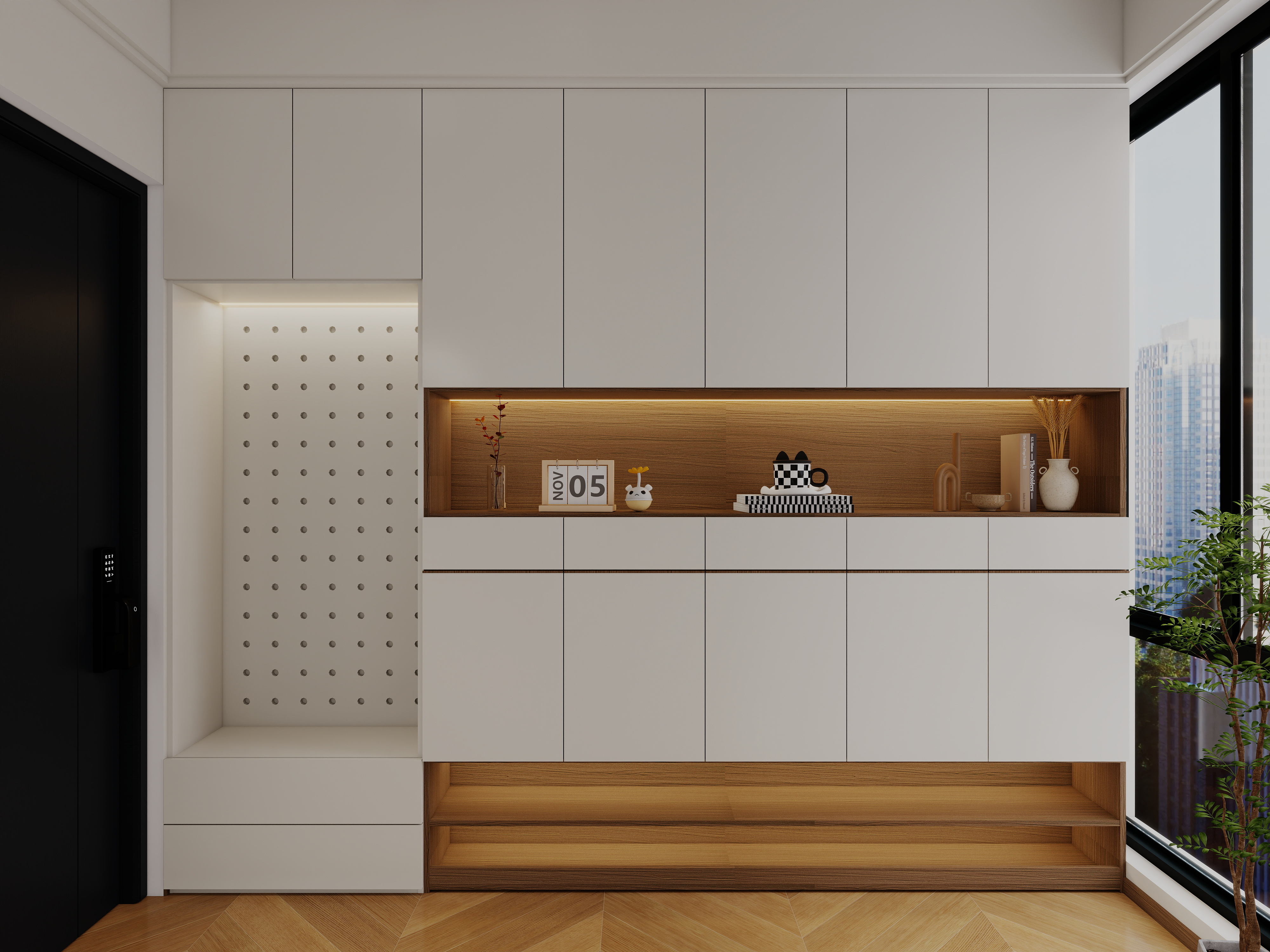 艺雅丽-112平中古简约风一层玄关装修效果图第4张