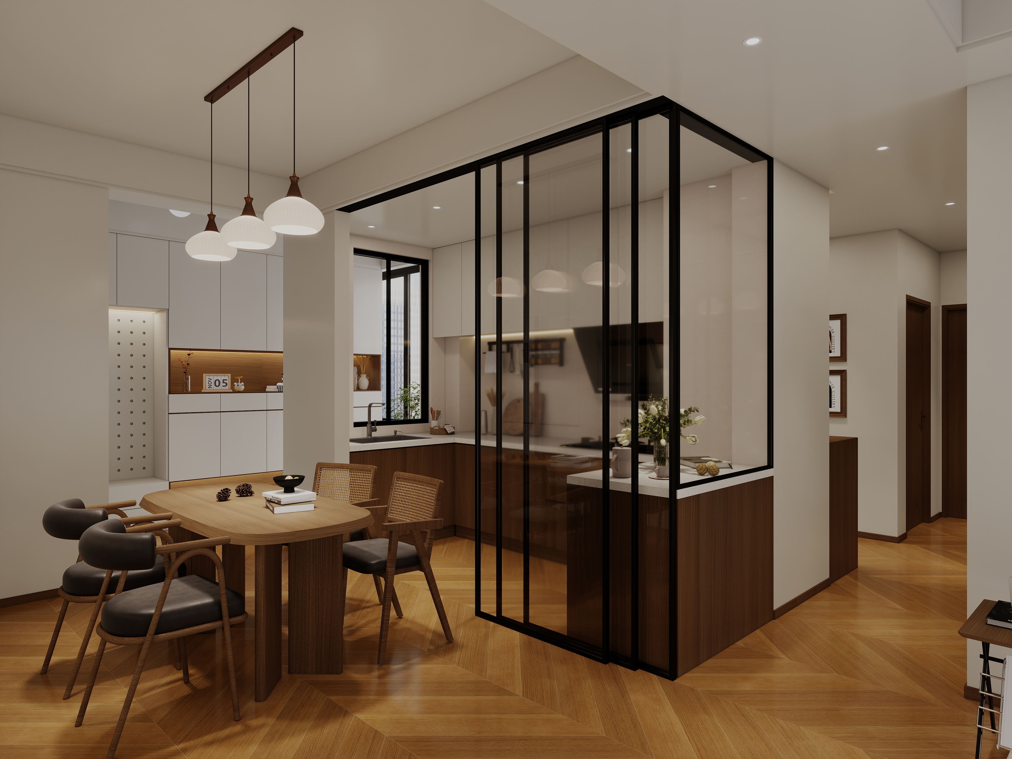 艺雅丽-112平中古简约风一层客餐厅装修效果图第5张