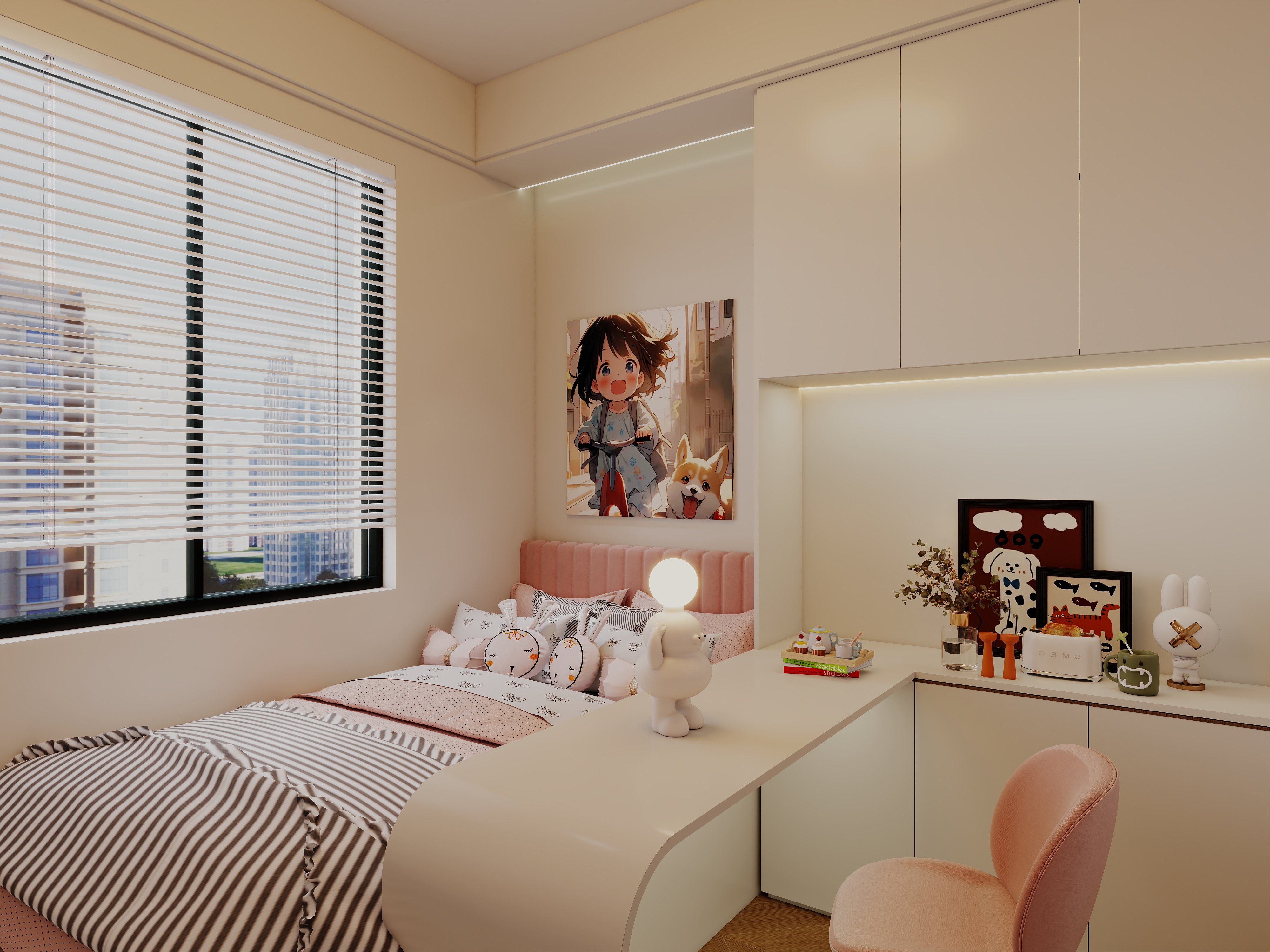 艺雅丽-112平中古简约风一层女儿房装修效果图第2张