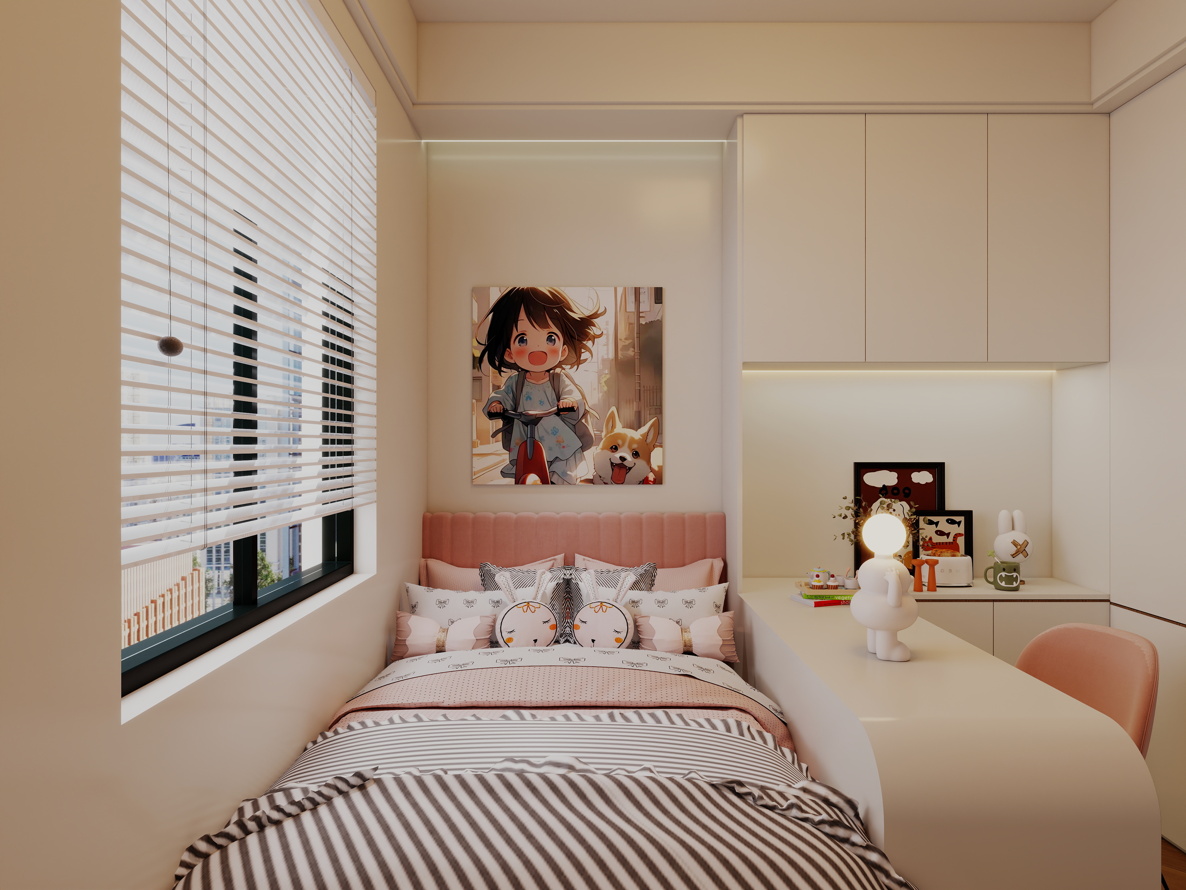 艺雅丽-112平中古简约风一层女儿房装修效果图第1张