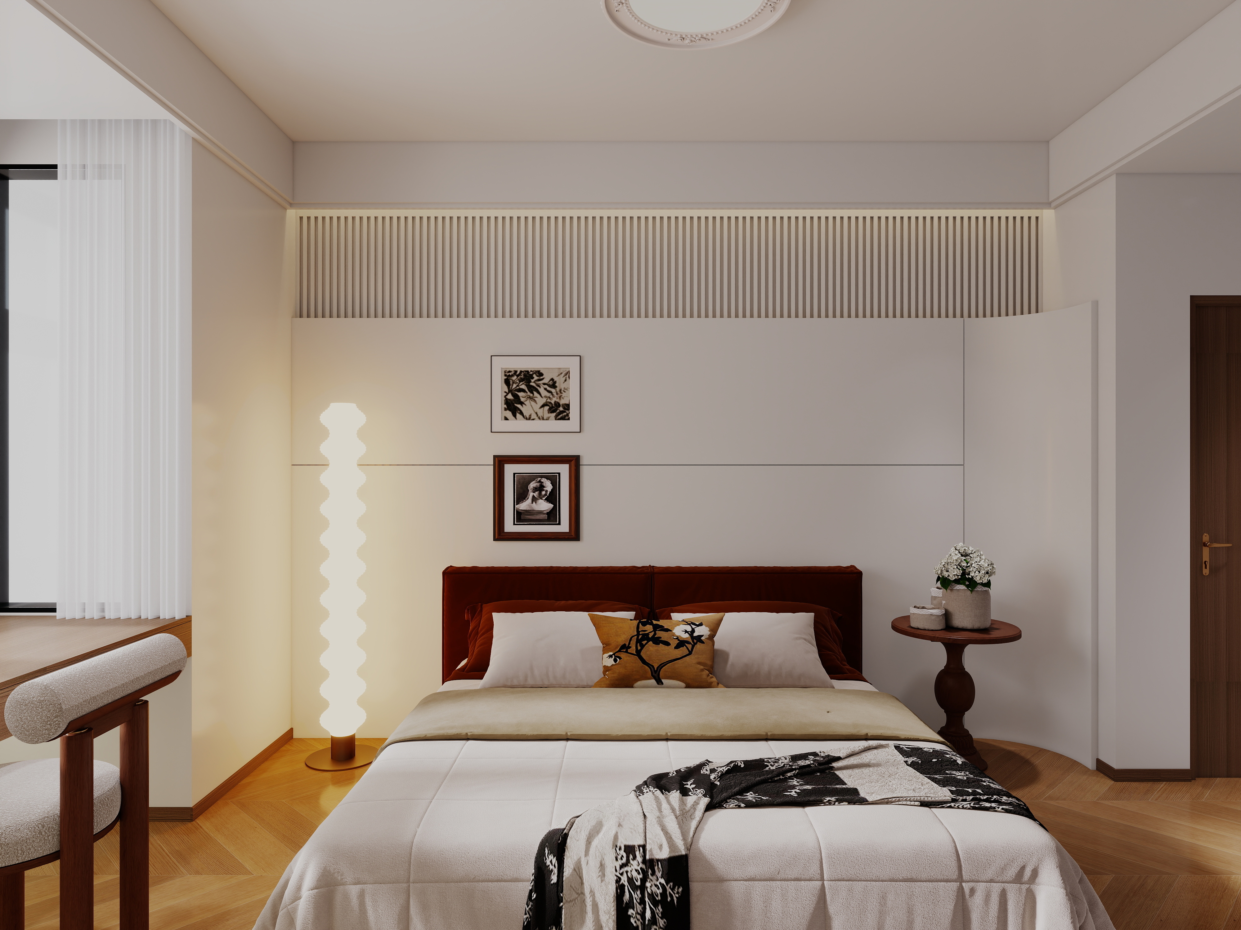 艺雅丽-112平中古简约风一层主卧装修效果图第3张