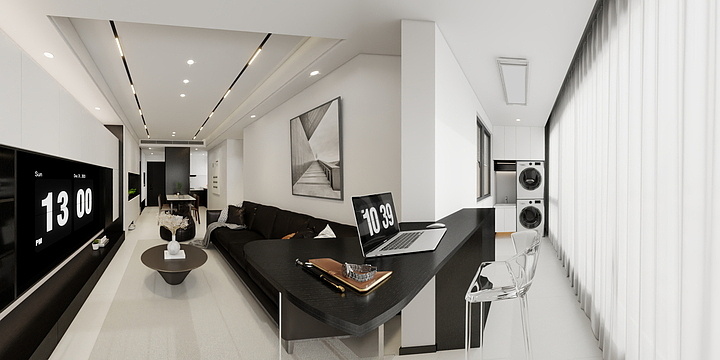 在线设计方案-92平黑白灰-装修设计方案