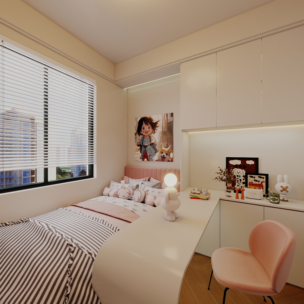 艺雅丽-112平中古简约风一层女儿房装修效果图第4张