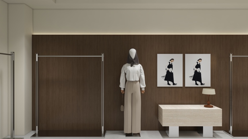饼饼睡醒辽-服装展厅装修效果图