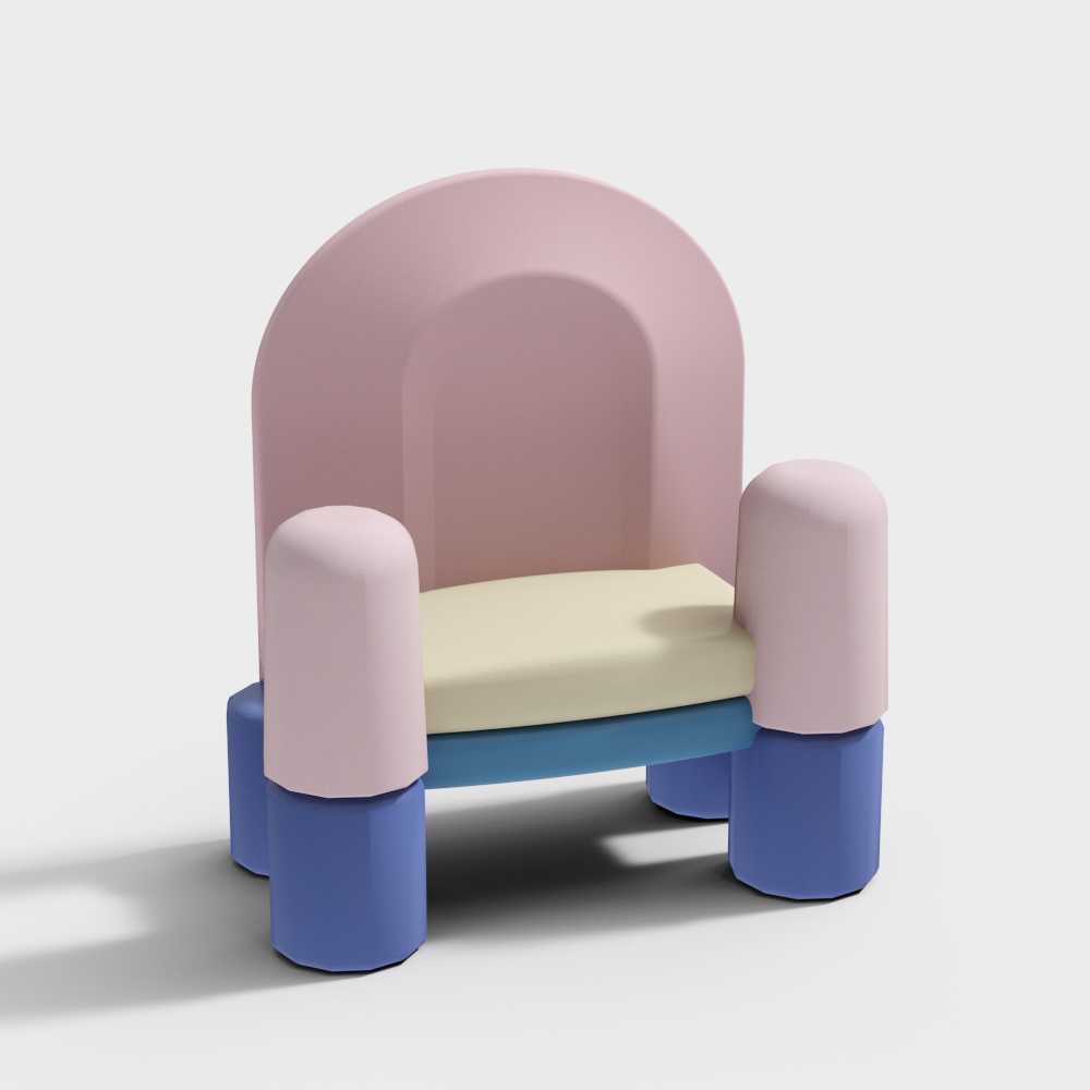 现代奶油儿童椅  3D模型