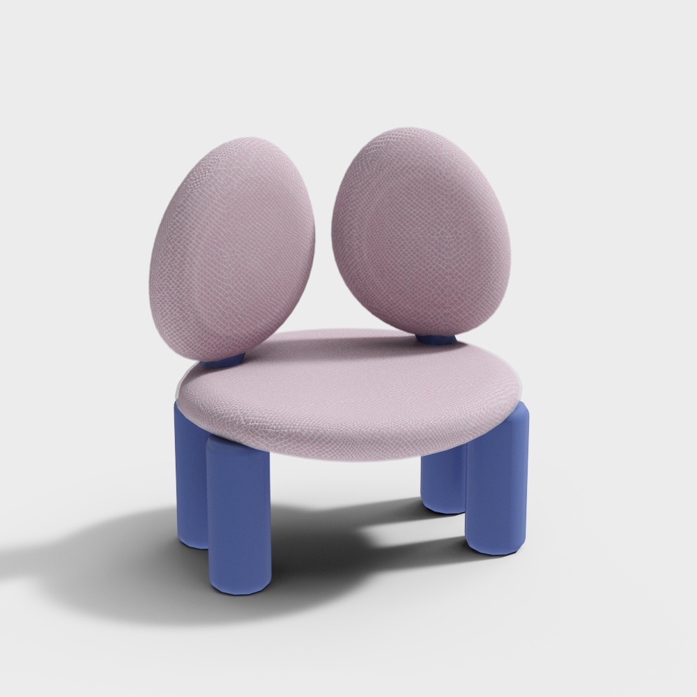 现代奶油儿童椅  3D模型