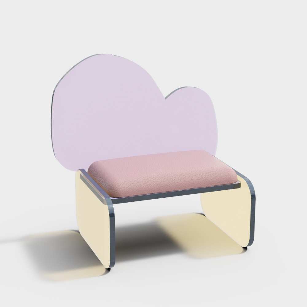现代奶油儿童椅  3D模型
