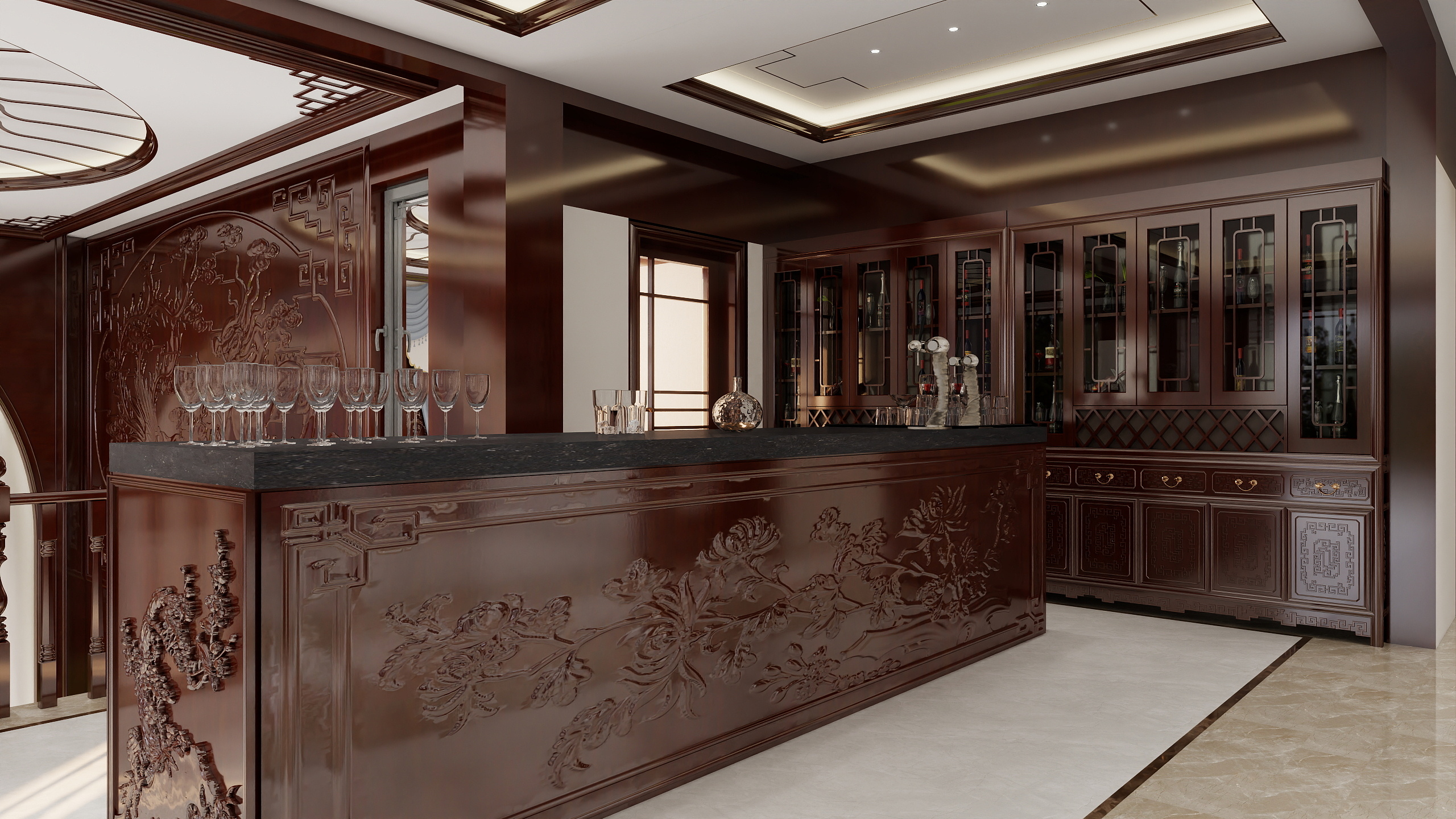 设计师本人-中式别墅三层装修效果图