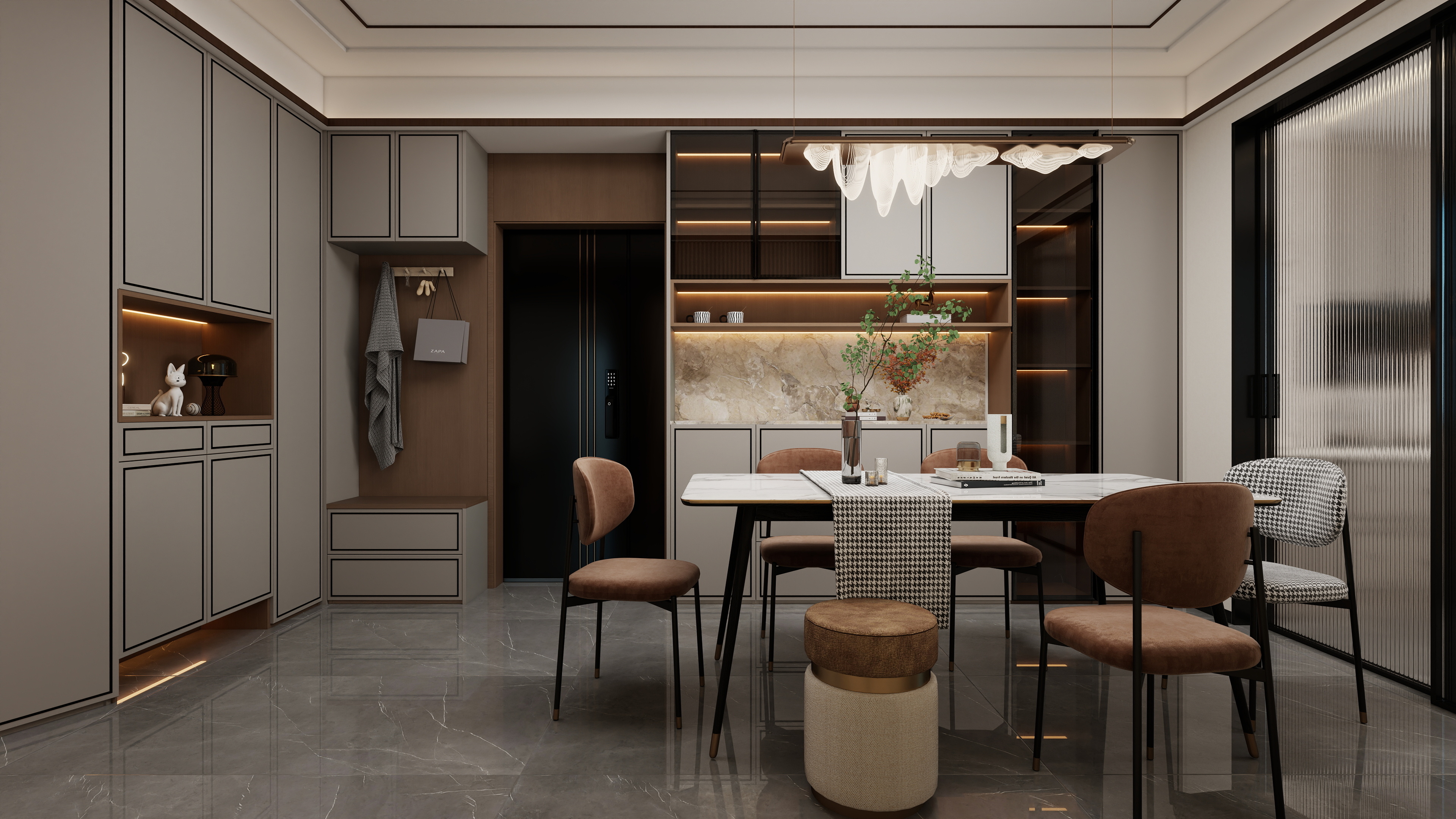 果乐设计-114方新中式风格三居室装修效果图