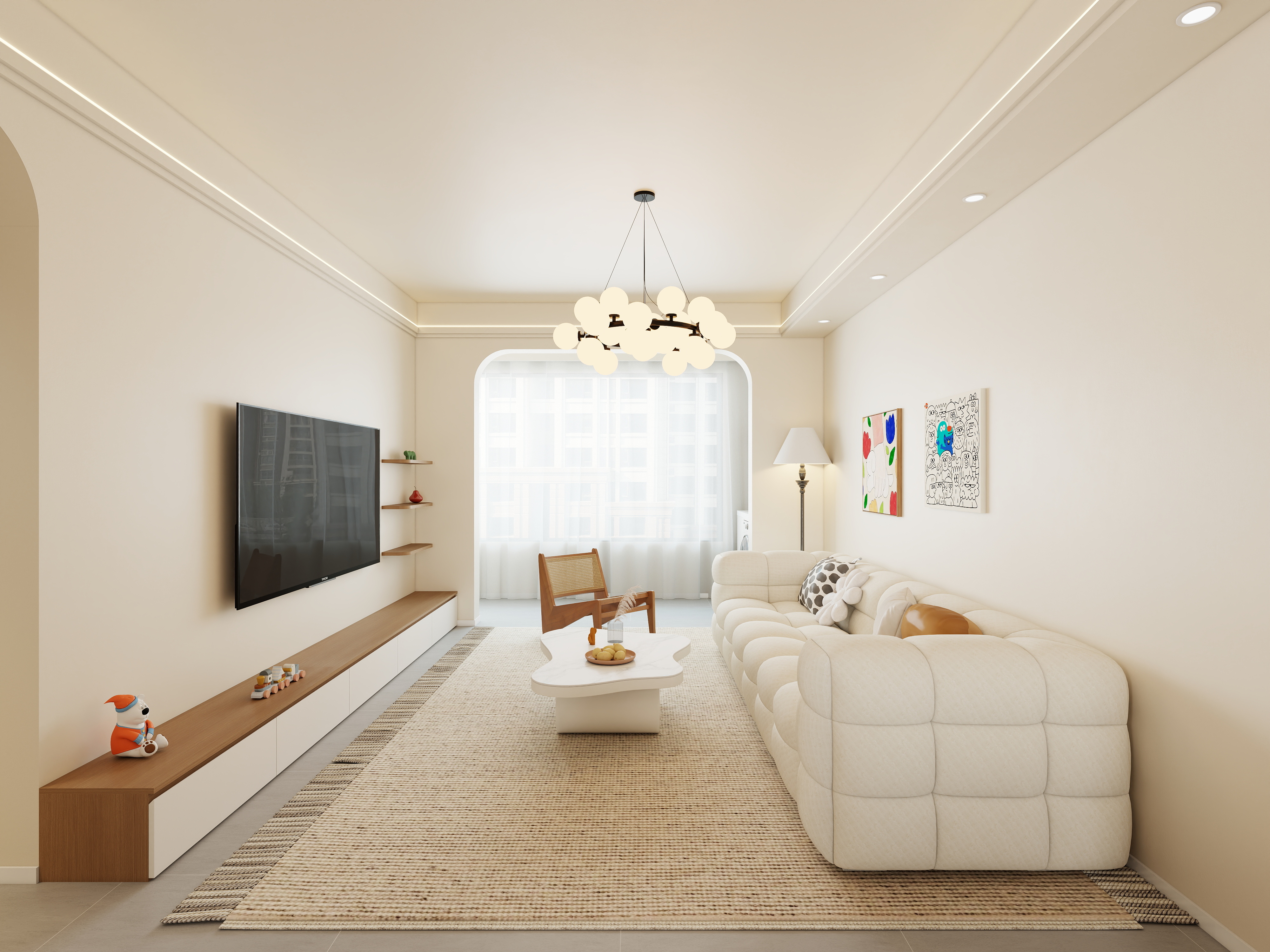 小道设计师15898676879-文旅城“108㎡4室”奶油风-装修设计方案