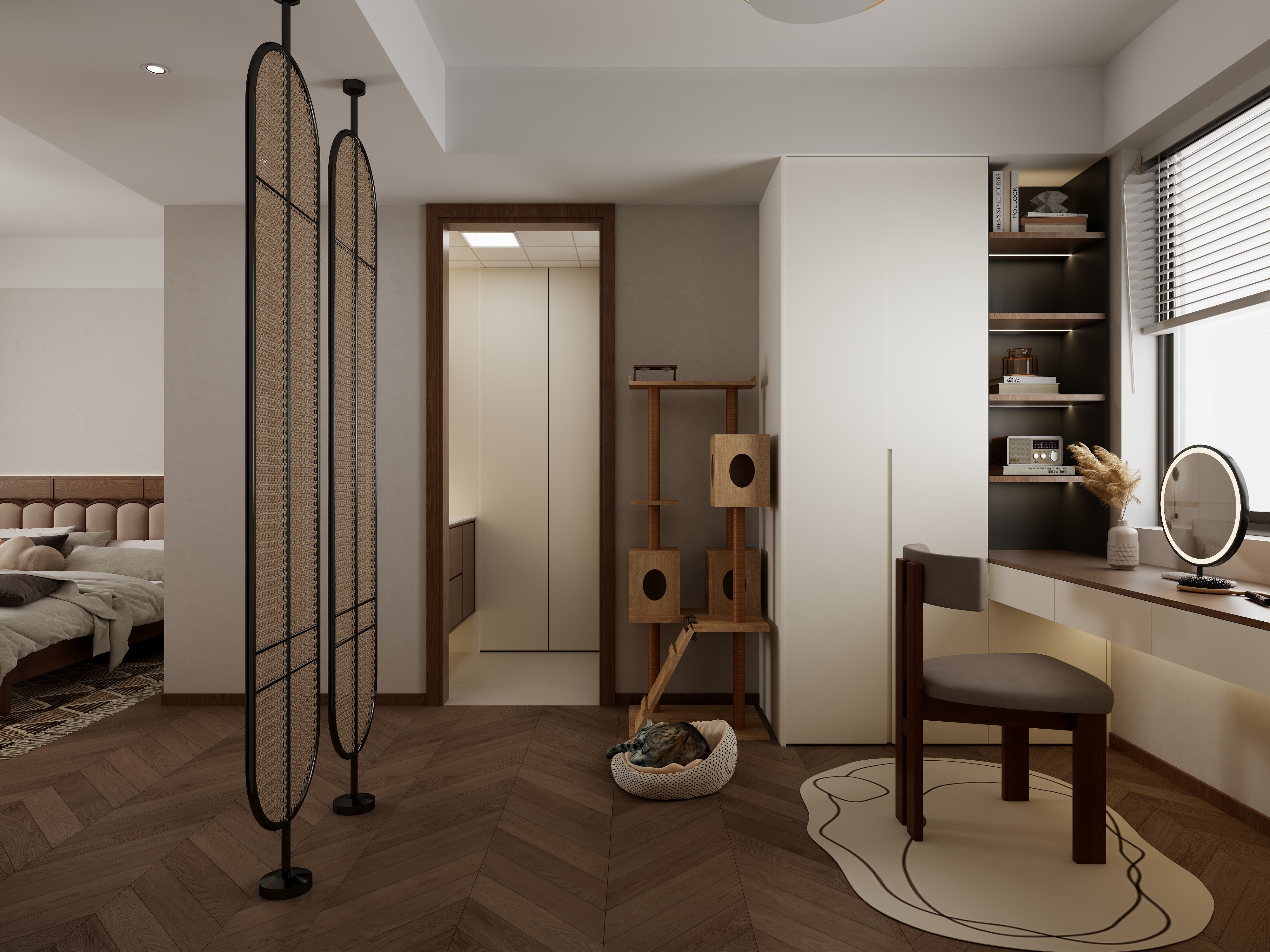 至简名设一钱春-140平中古风三居室【春】装修效果图