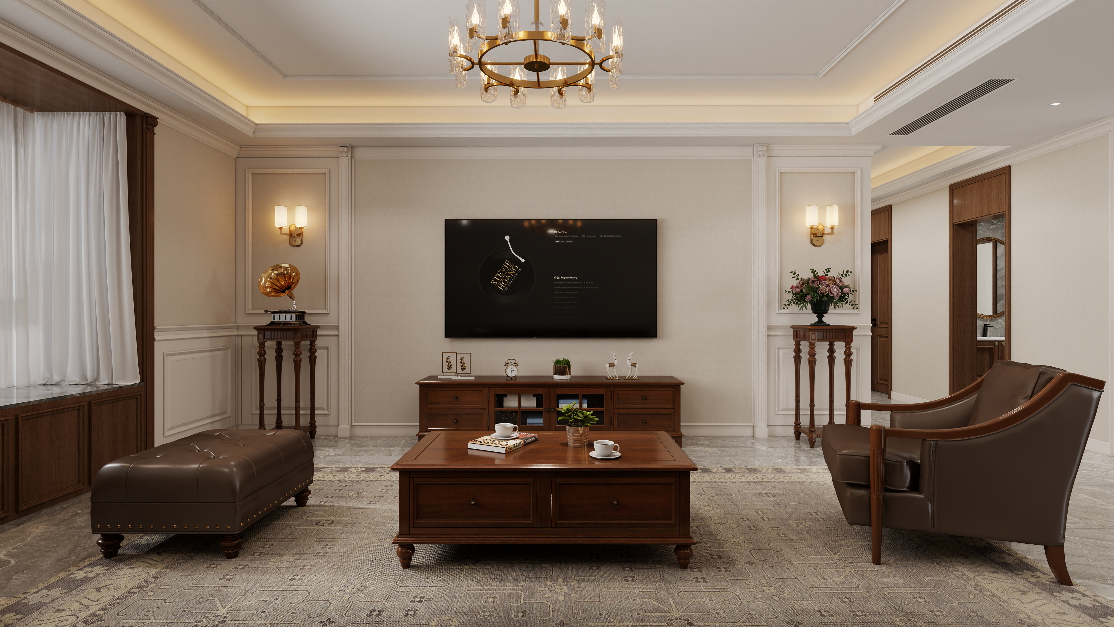 YY.洛洛-美式 170㎡ 四室装修效果图