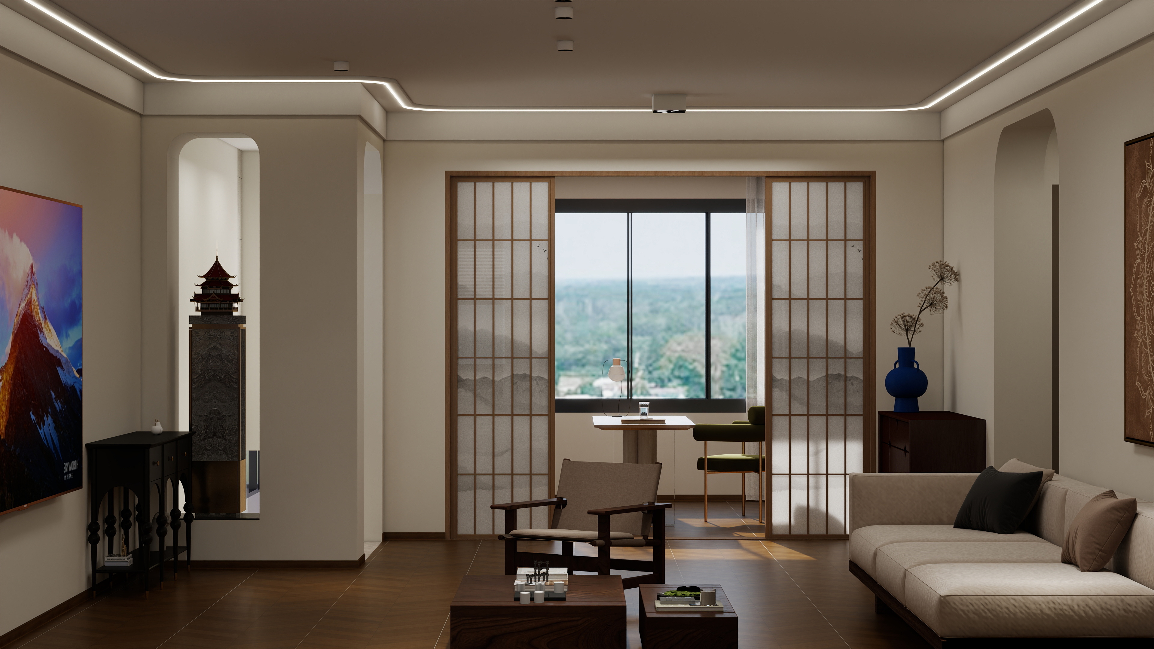 唐山设计师岳镇岭-国泰公寓联排别墅240平米-轻法式装修效果图