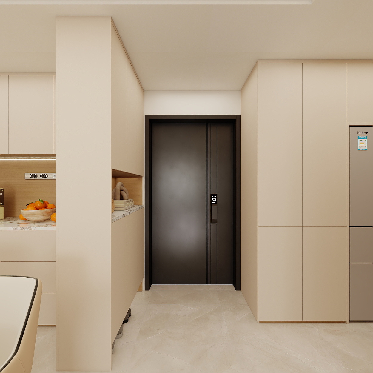 壹诺设计工作室-奶油原木一层客餐厅装修效果图第5张