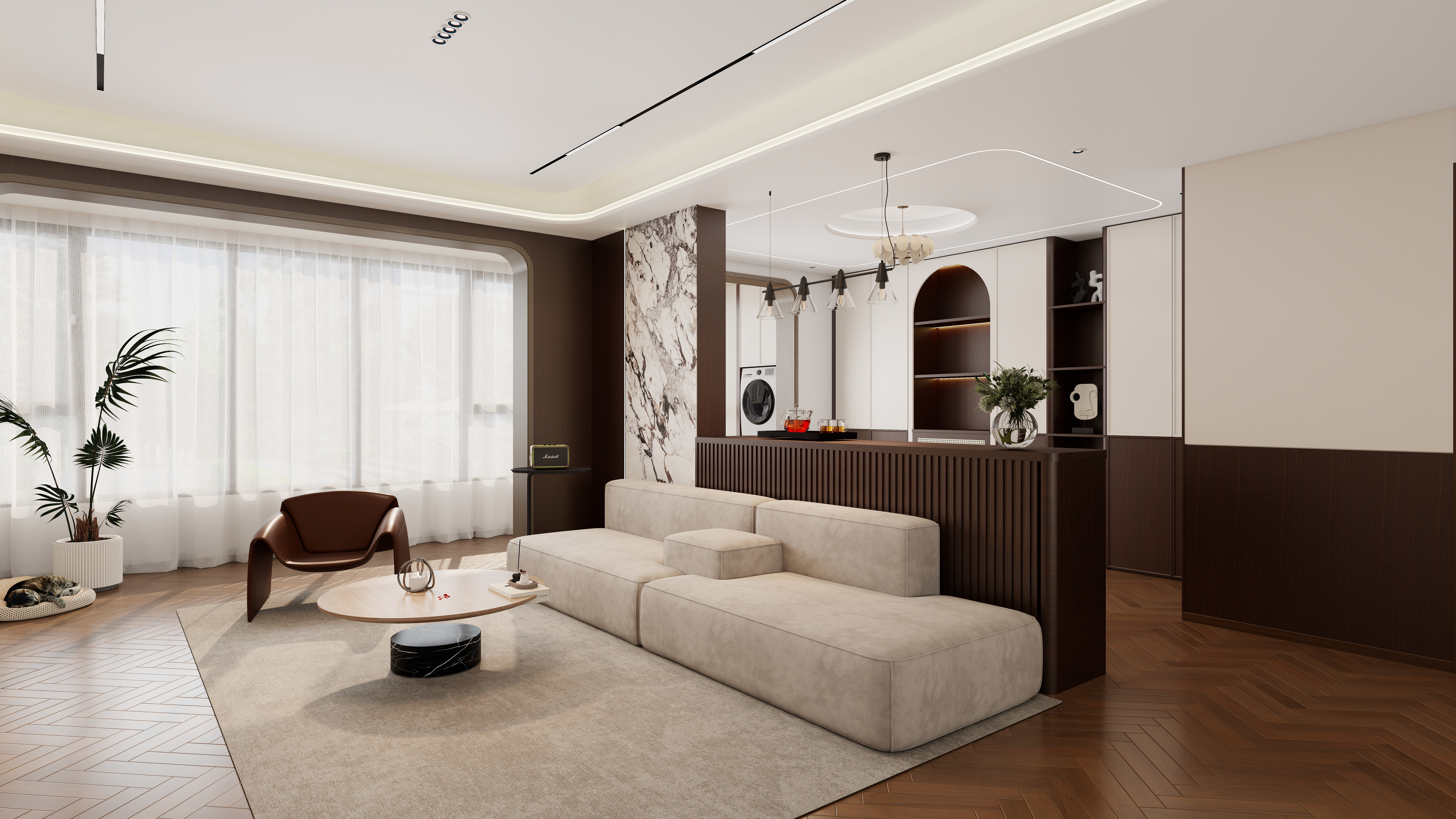 雅诗迈顶墙中心-中古风-顶墙一体设计-装修设计方案