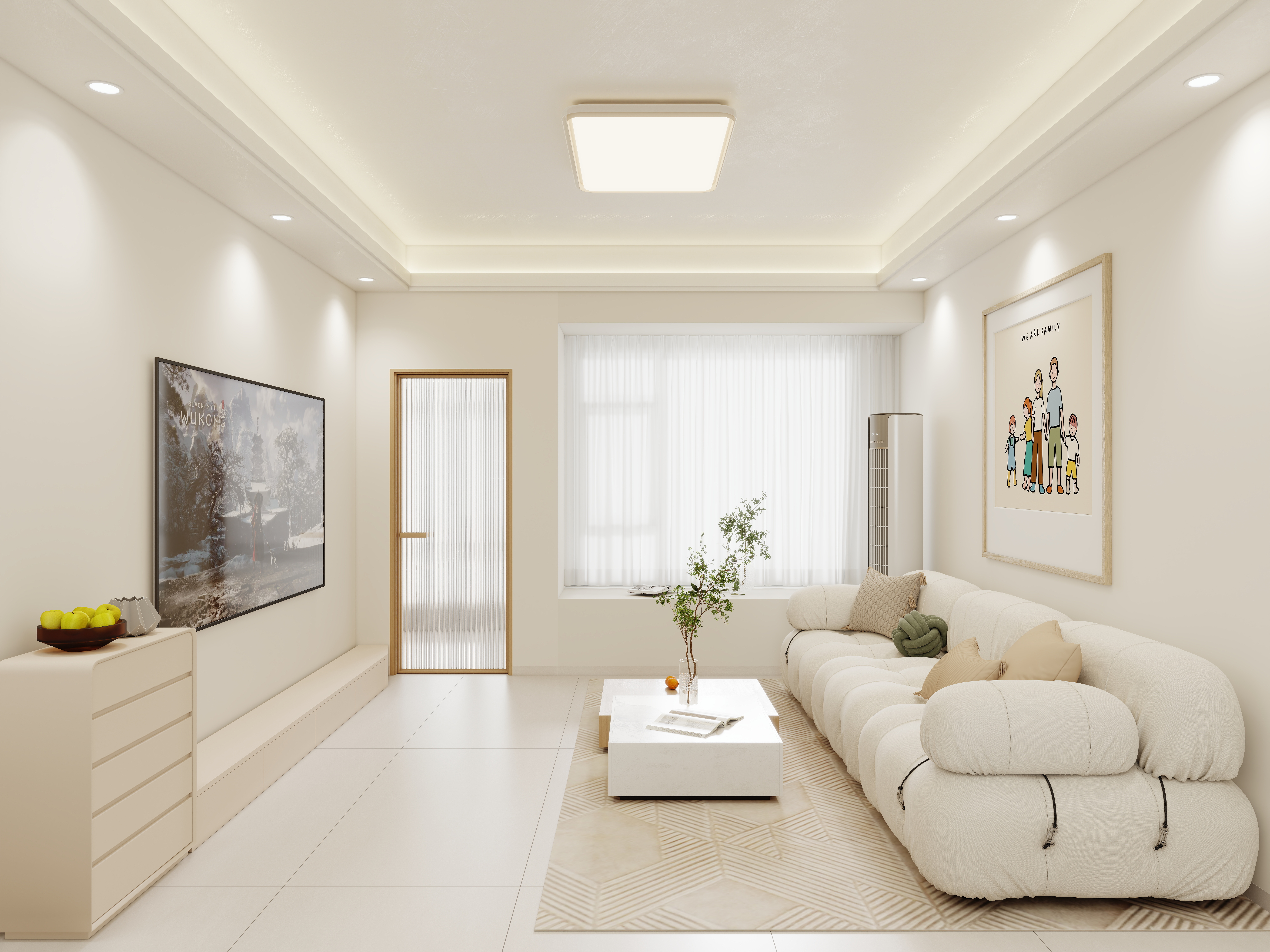 壹诺设计工作室-104㎡3室-原木奶油风装修效果图