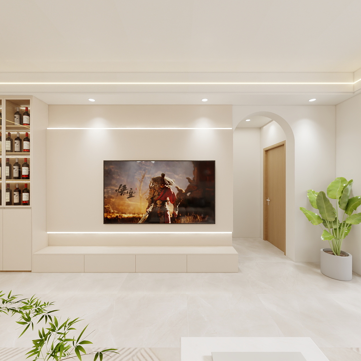 壹诺设计工作室-82㎡2室-奶油原木风 一层客餐厅装修效果图第4张