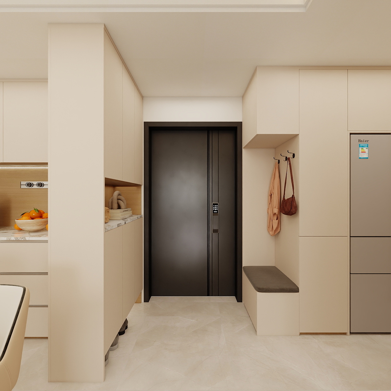 壹诺设计工作室-82㎡2室-奶油原木风 一层客餐厅装修效果图第5张