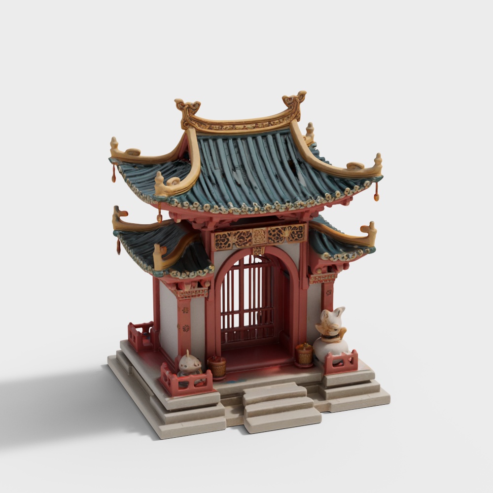 卡通楼阁摆件3D模型