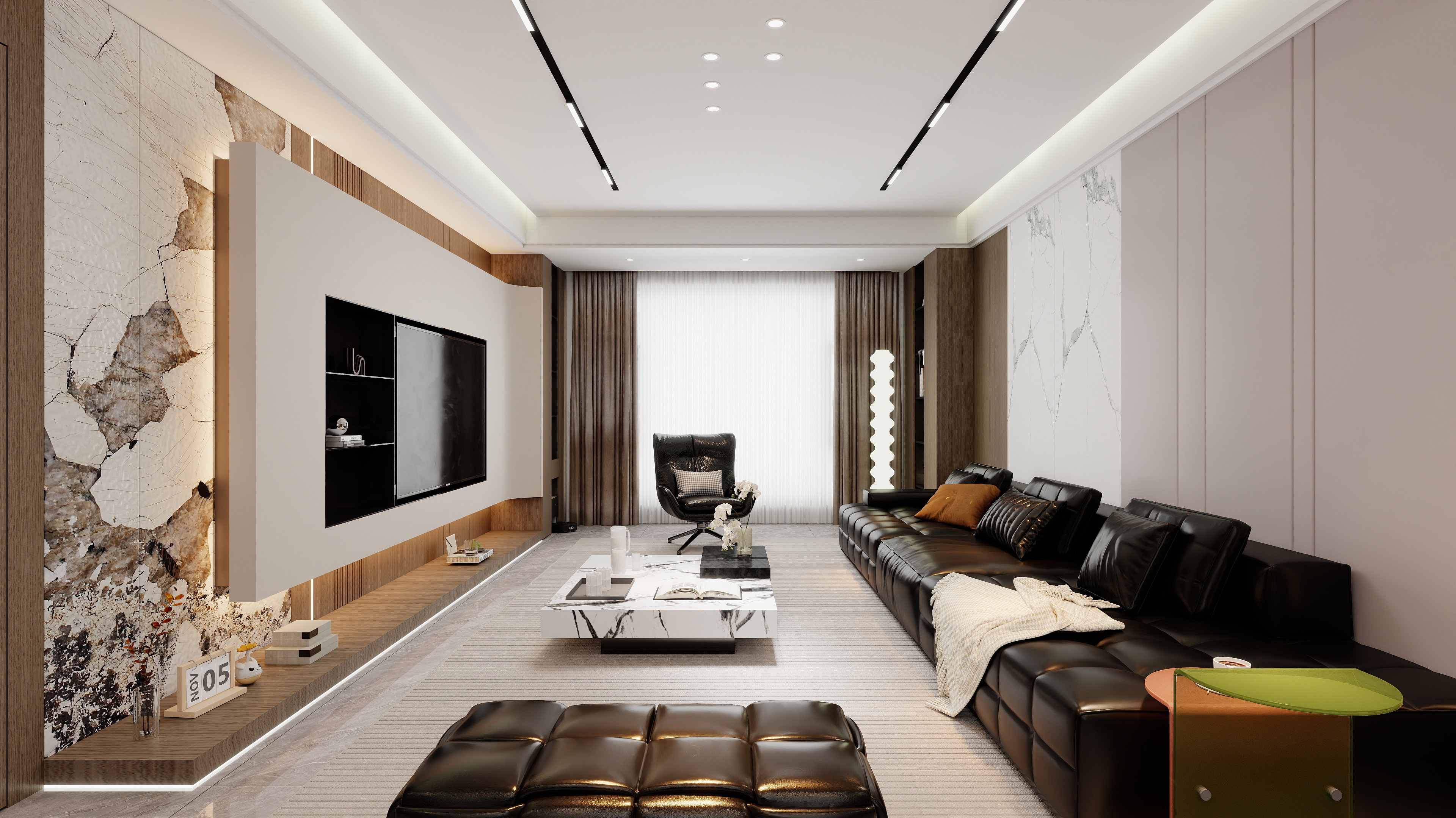 唔冰可乐-意式124㎡3室装修效果图