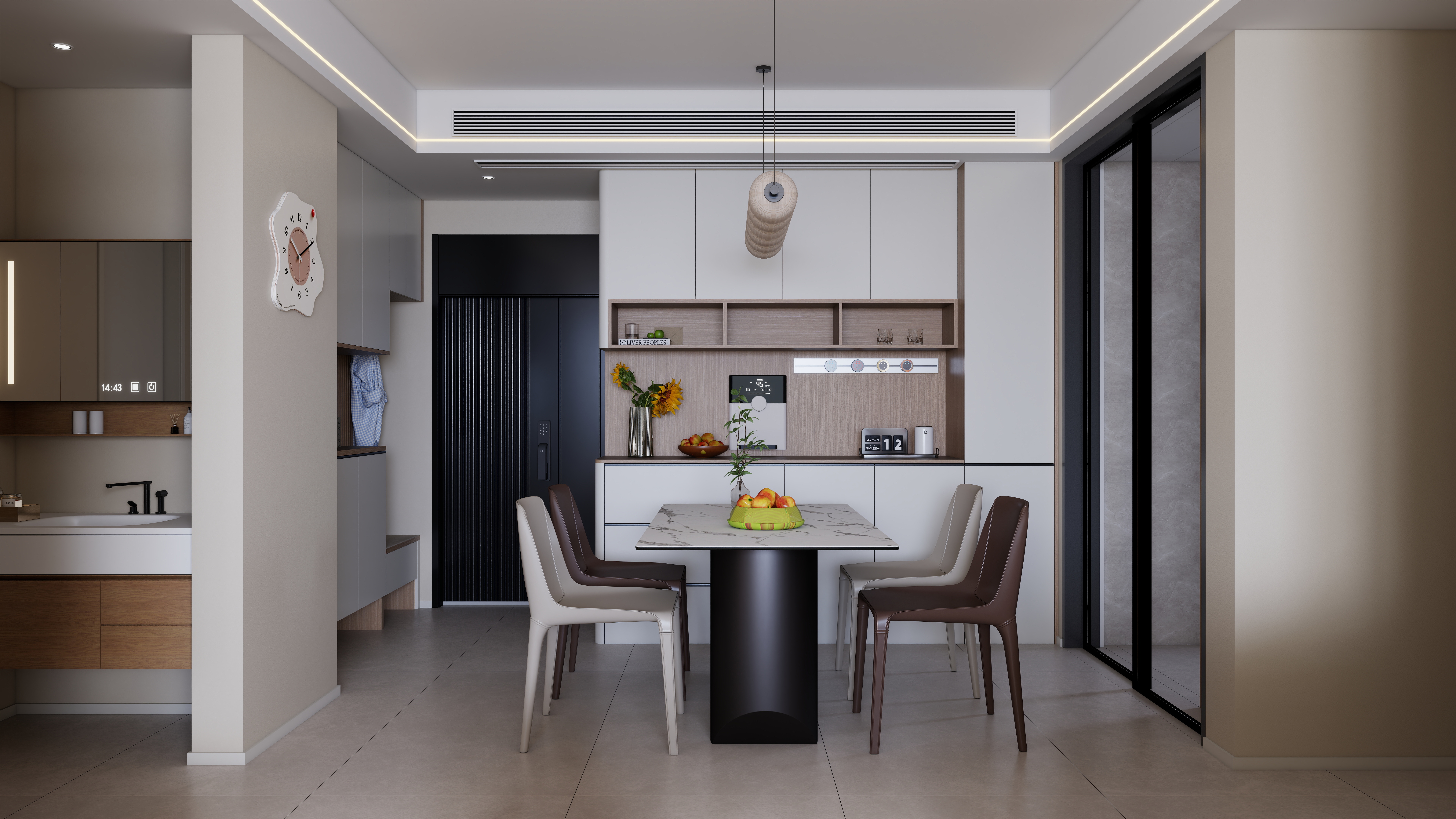 A-昭阳-现代奶油风一层客餐厅装修效果图第5张