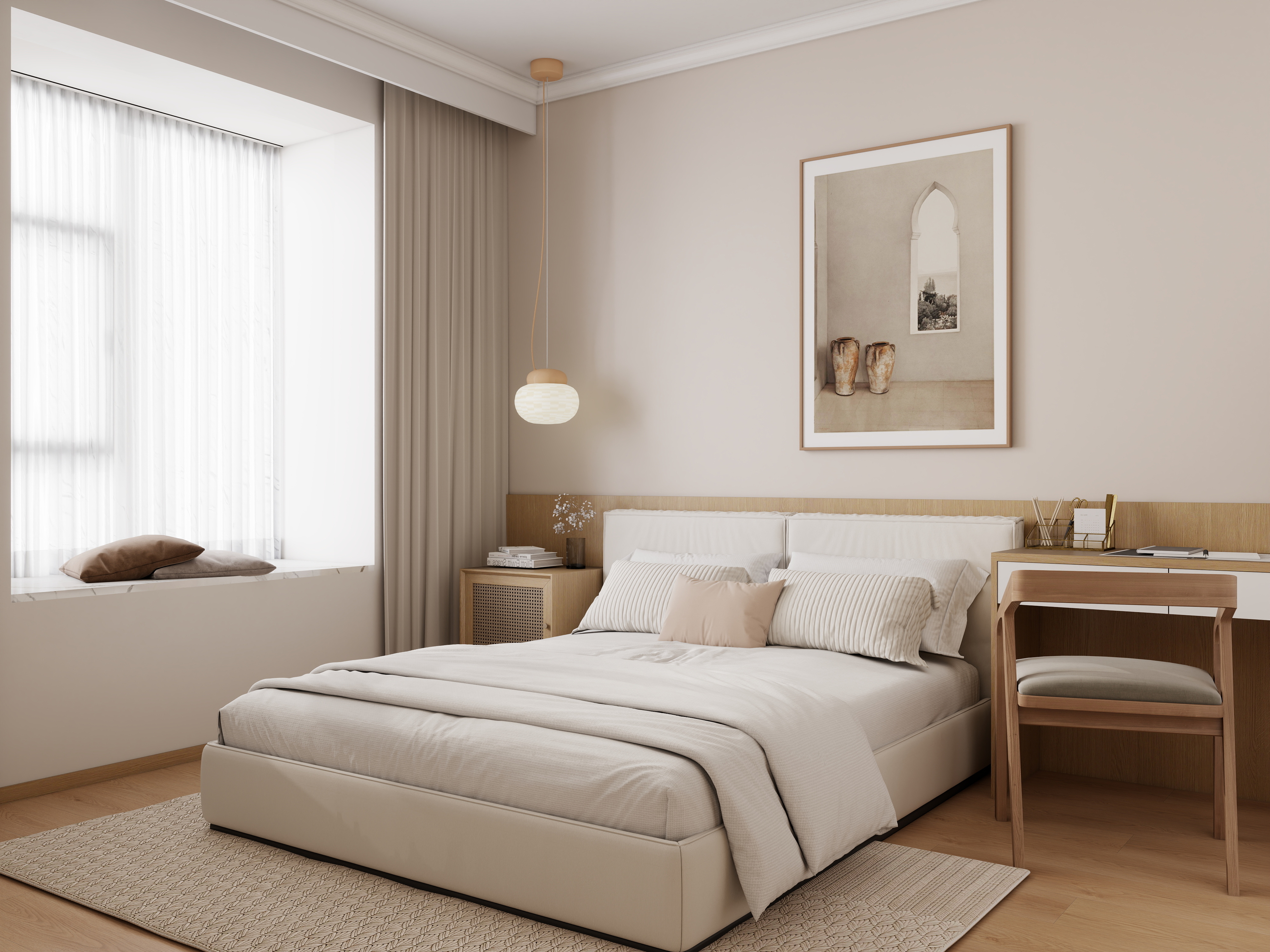 李佳洋-嘉和花园142平奶油原木风3室装修效果图