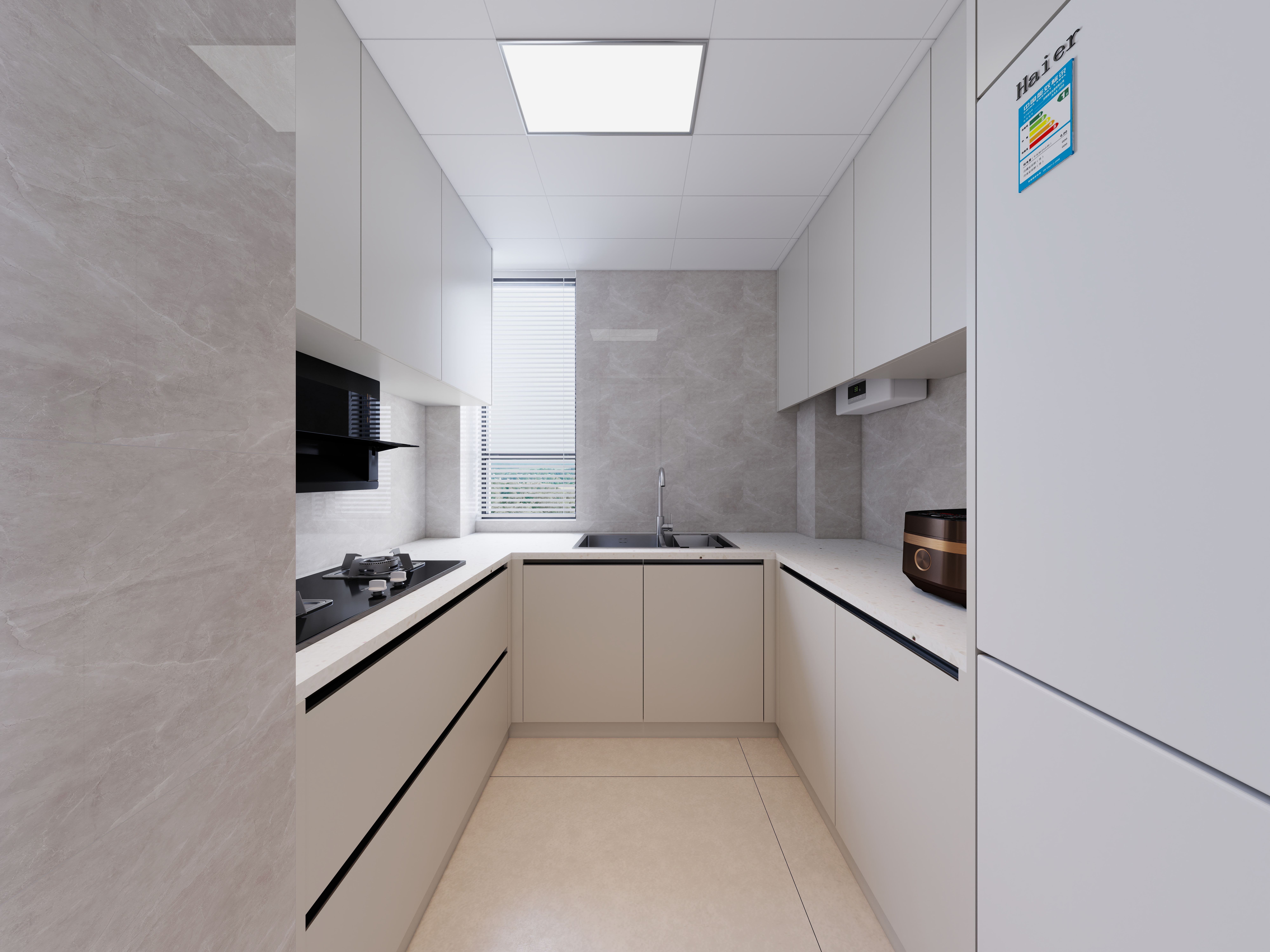 A-昭阳-现代奶油风一层厨房装修效果图第2张