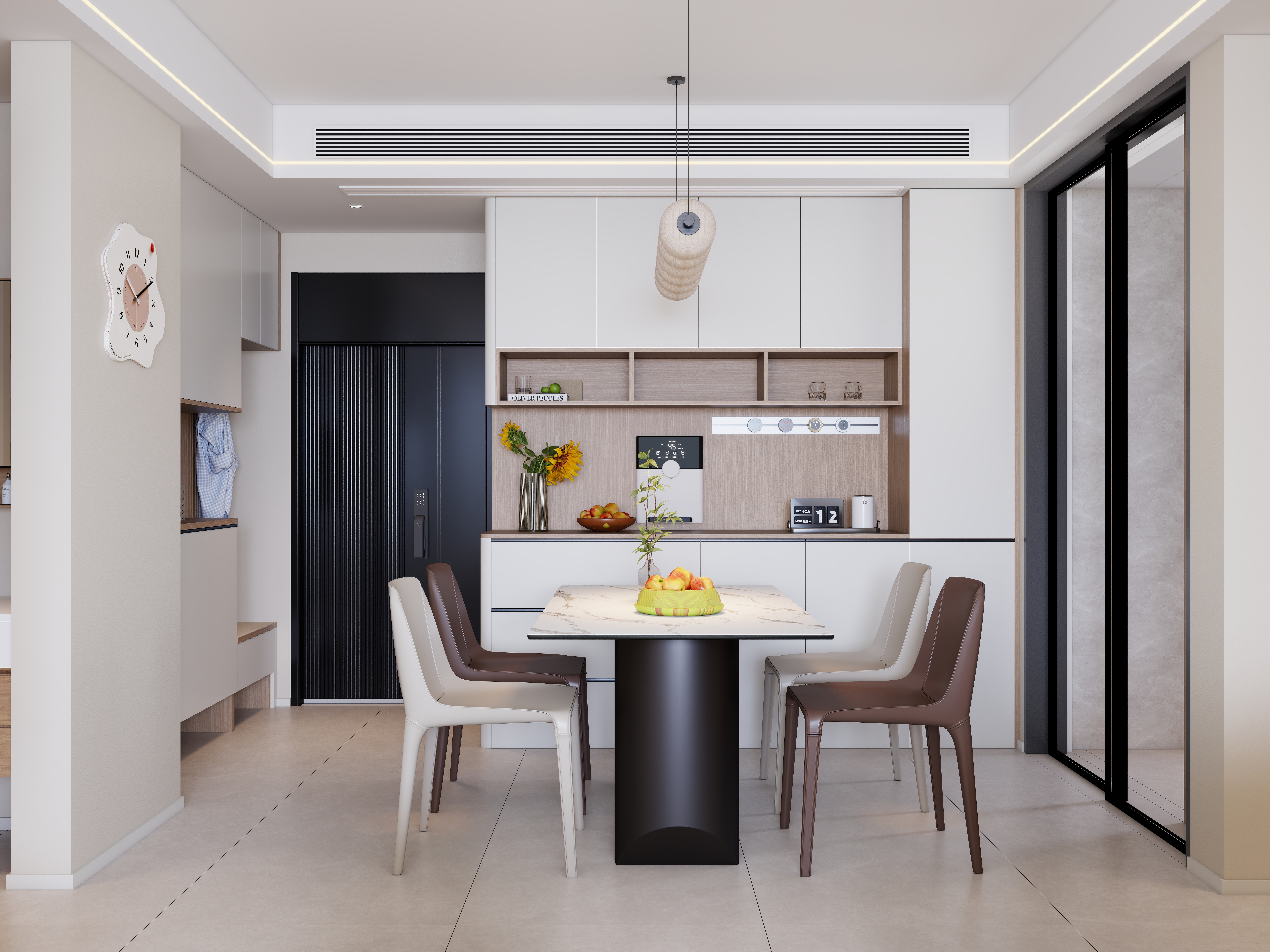 A-昭阳-现代奶油风一层客餐厅装修效果图第3张