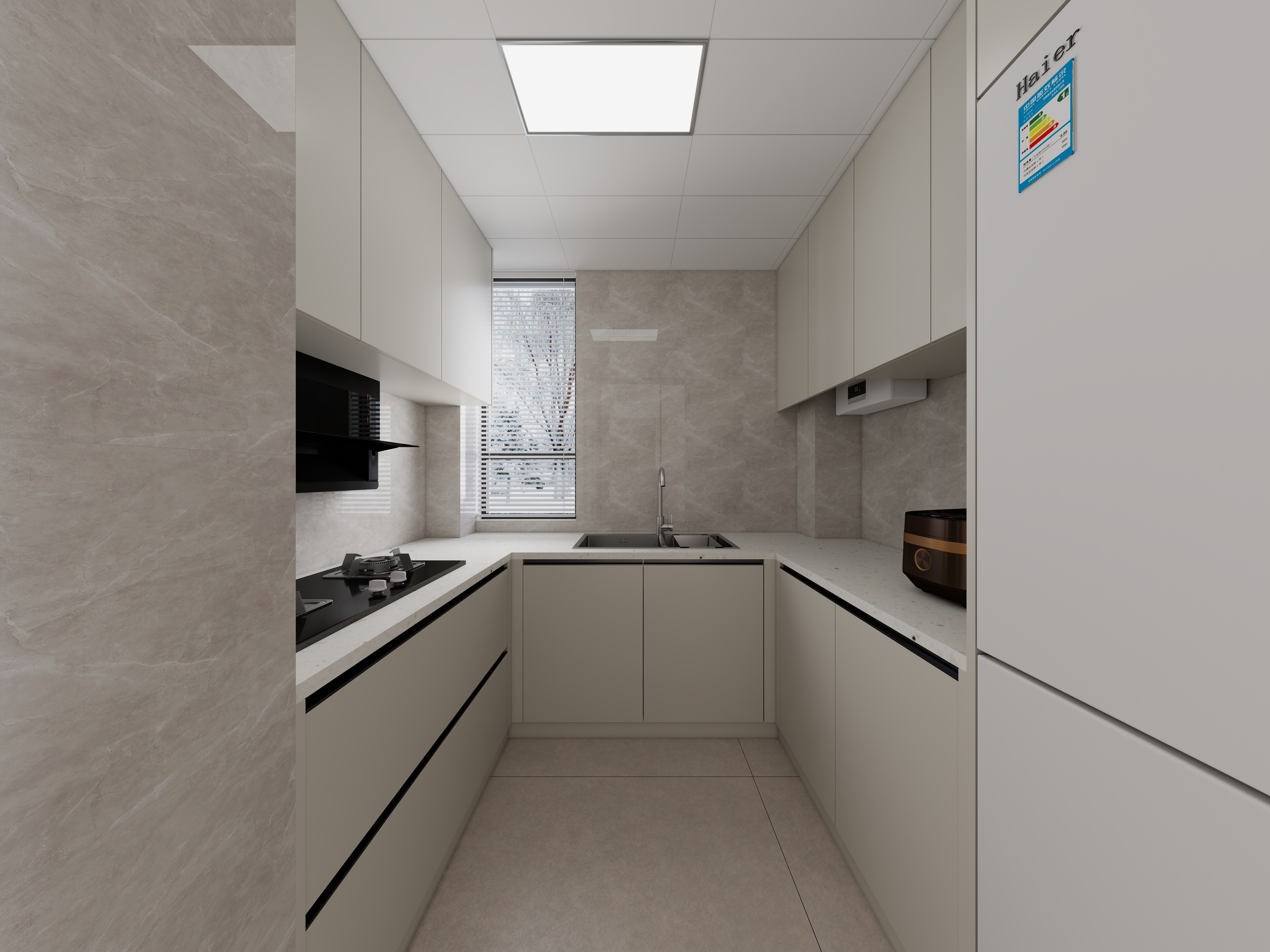 A-昭阳-现代奶油风一层厨房装修效果图第1张