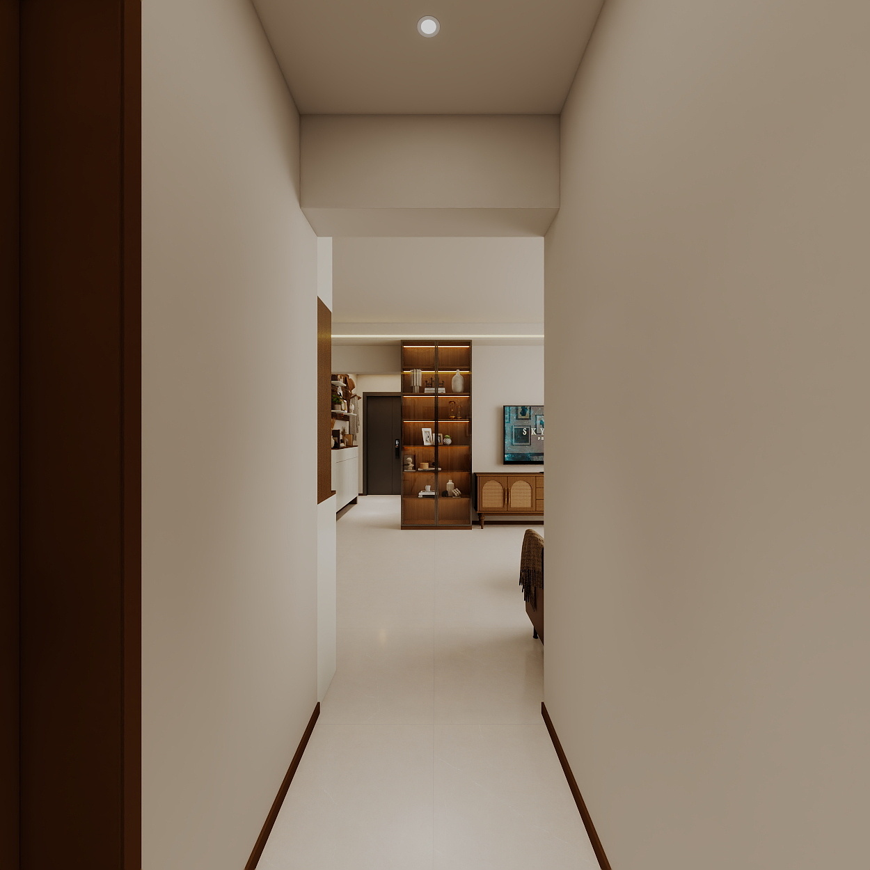 艺雅丽-99平中古奶油风 一层走廊装修效果图第3张